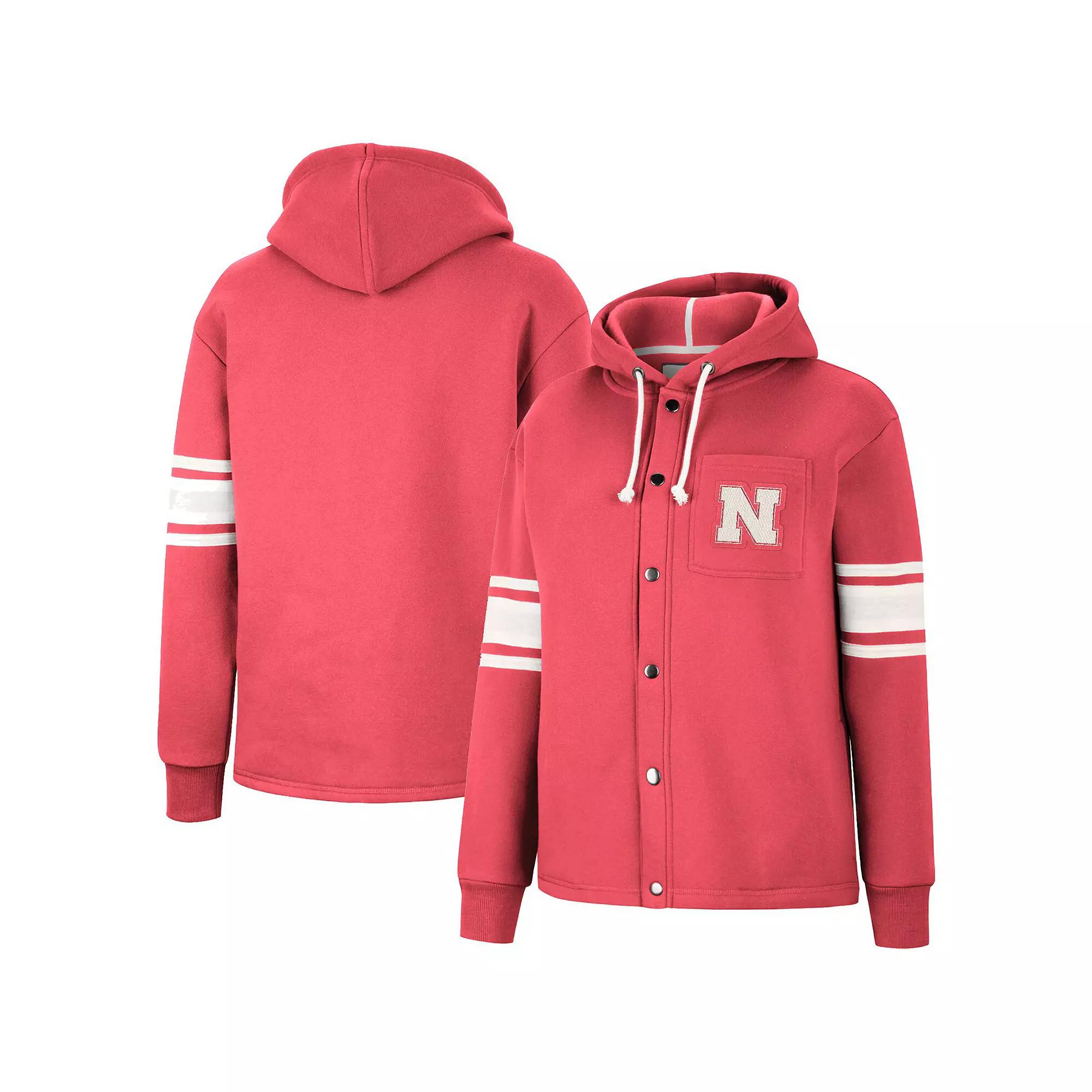 Women's Colosseum Scarlet Nebraska Huskers Mia Striped Full-Snap Hoodie Jacket, Size: Small, Red Product Image