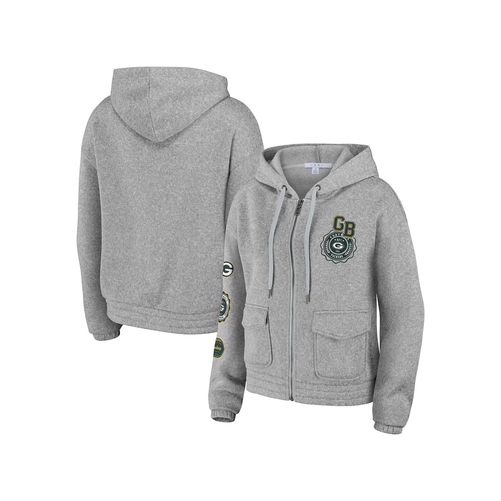 Womens WEAR by Erin Andrews Heather Gray Green Bay Packers Full-Zip Hoodie Product Image