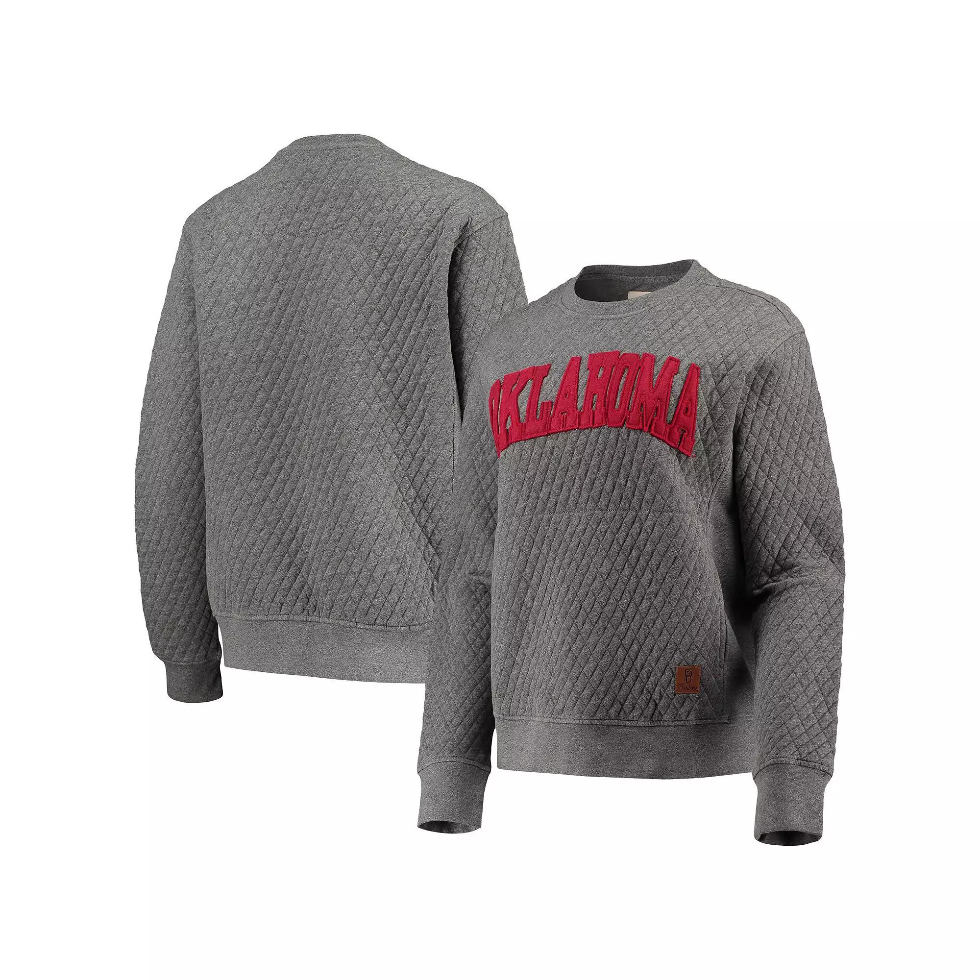 Women's Pressbox Heather Charcoal Oklahoma Sooners Moose Quilted Pullover Sweatshirt,  Product Image