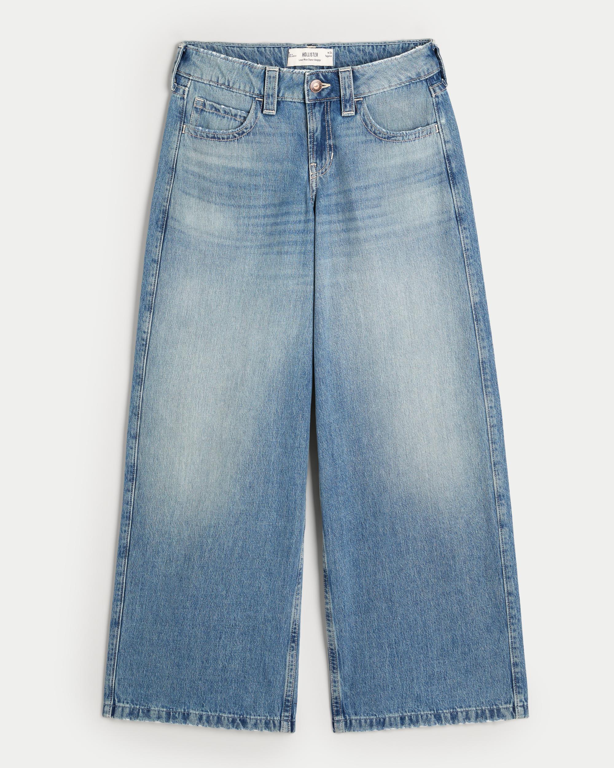 Low-Rise Medium Wash Super Baggy Jeans Product Image