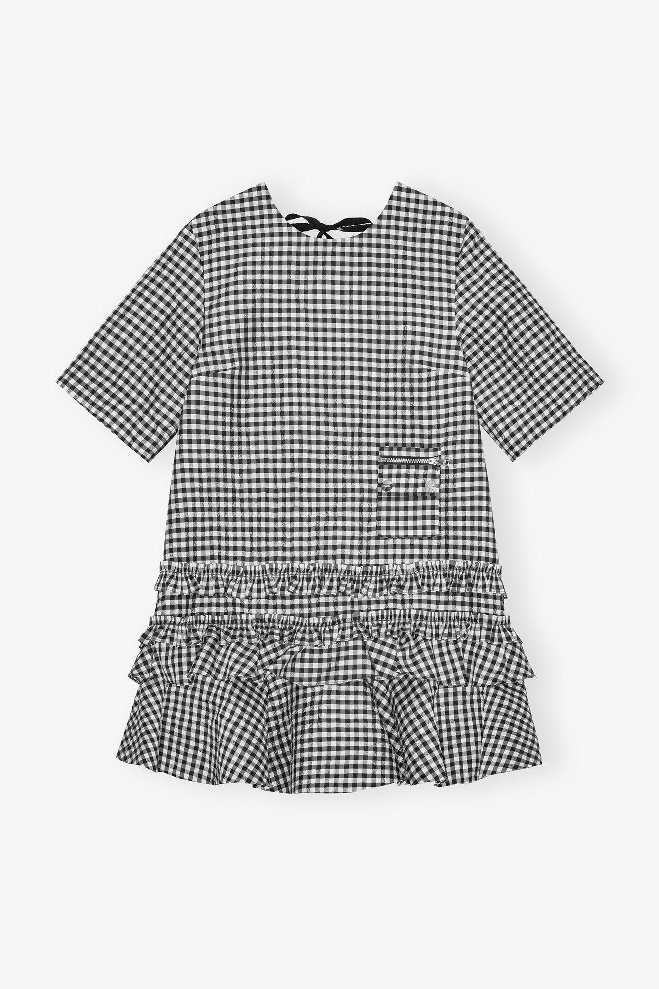 Crinkled Check Mini Dress Product Image
