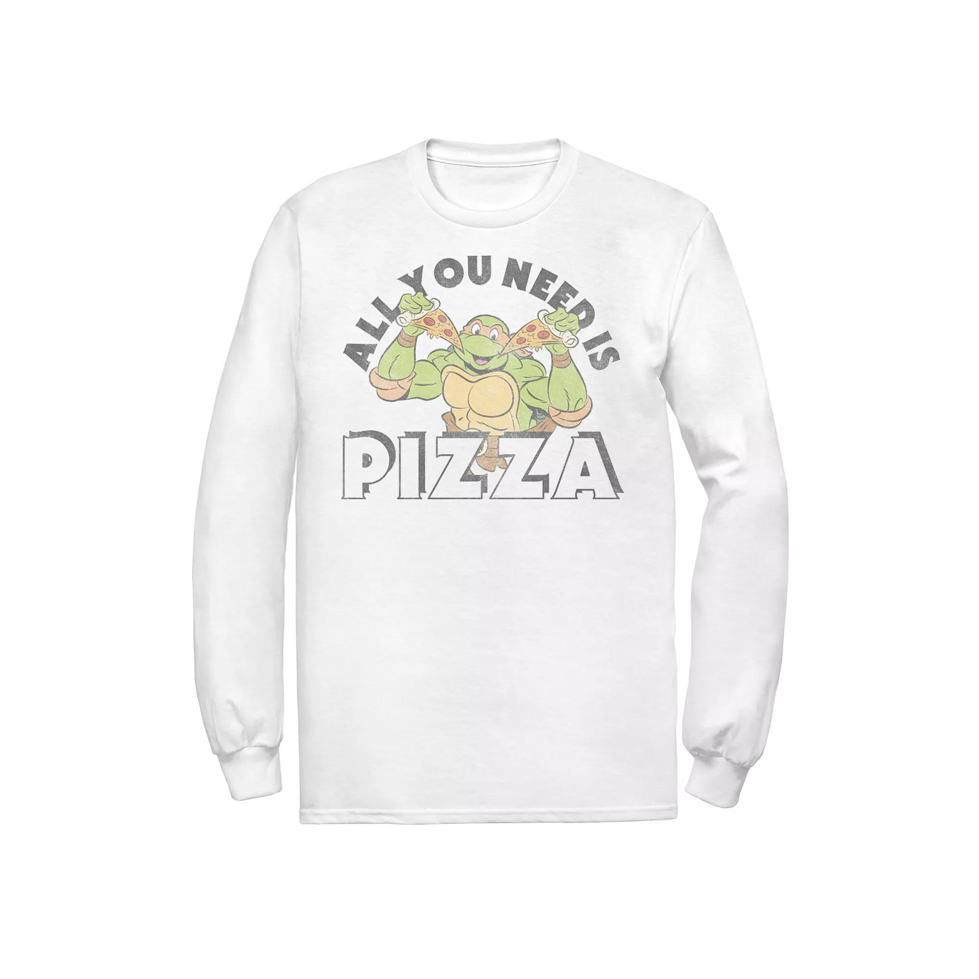 Men's Ninja Turtles Raphael All You Need Is Pizza Vintage Long Sleeve Tee, Size: Large, White Product Image