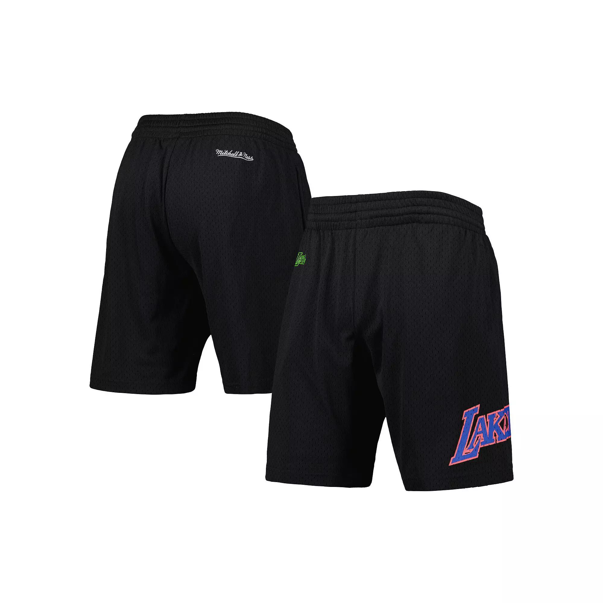 Men's Mitchell & Ness Black Los Angeles Lakers Hardwood Classics Color Bomb Energy Shorts, Size: 2XL Product Image