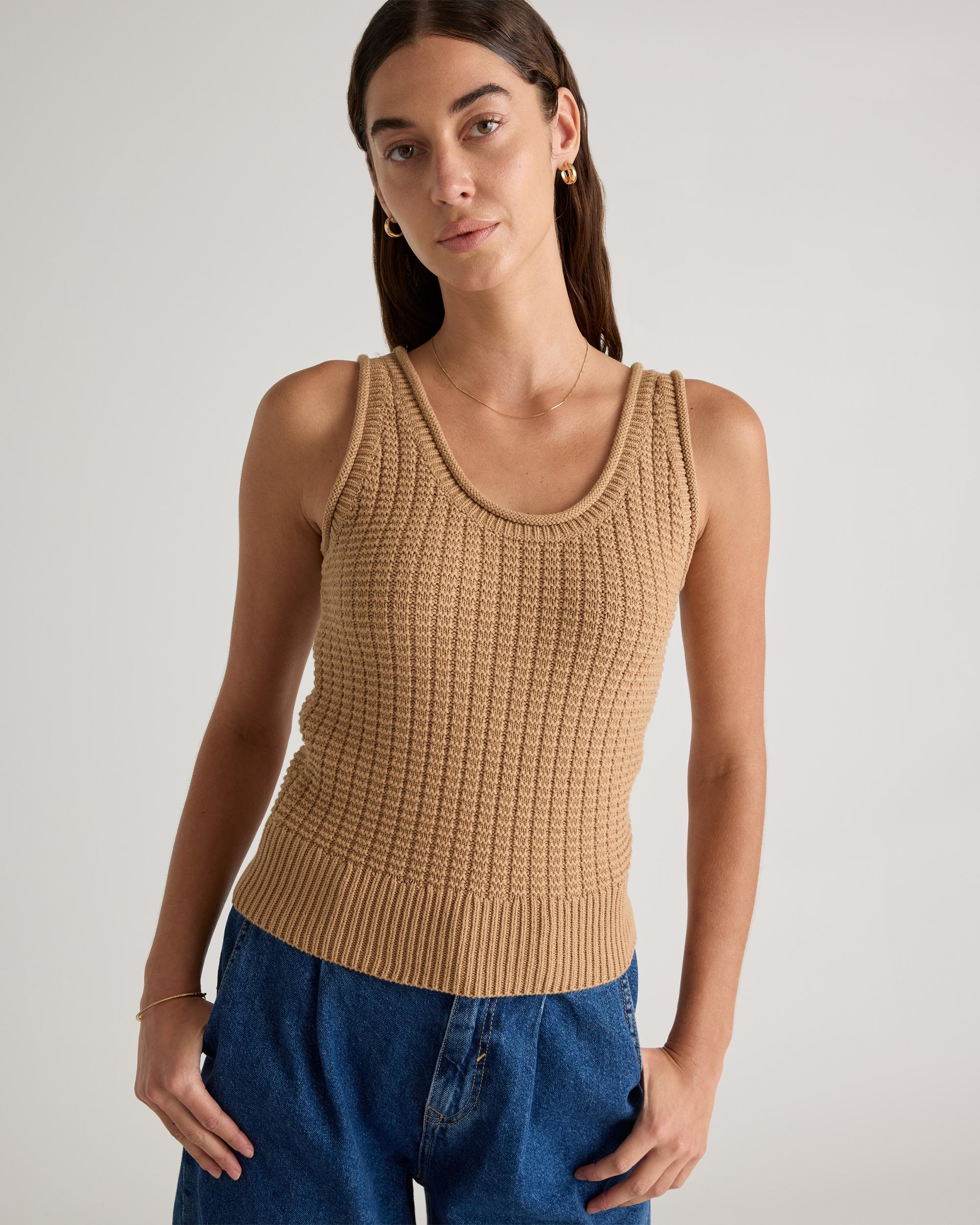 Quince | Women's Waffle Cropped Sweater Tank Top Size XL, Organic Cotton Product Image