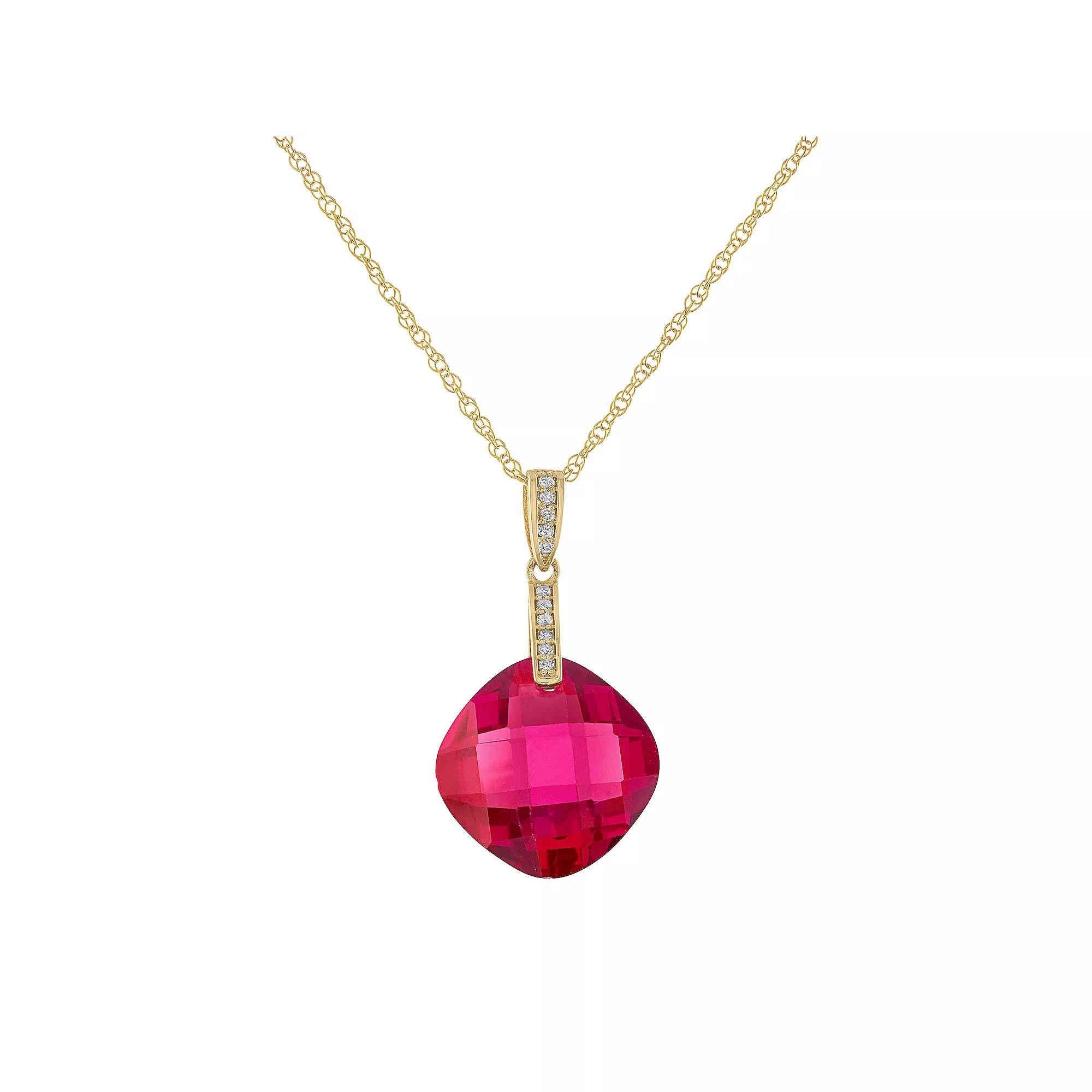 Tiara 14k Gold Gemstone & Diamond Accent Pendant Necklace, Women's,  Product Image