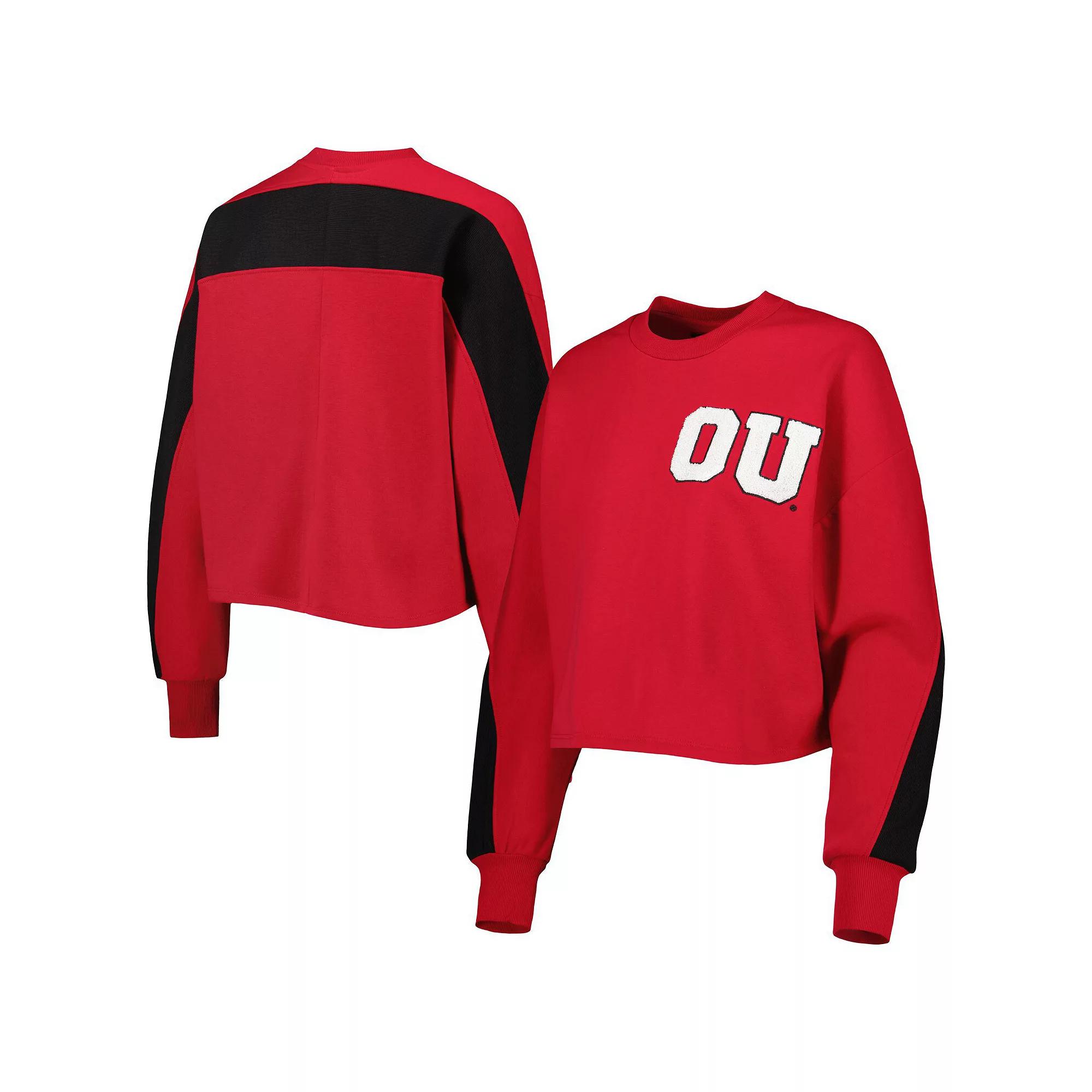 Women's Gameday Couture Crimson Oklahoma Sooners Back To Reality Colorblock Pullover Sweatshirt,  Product Image