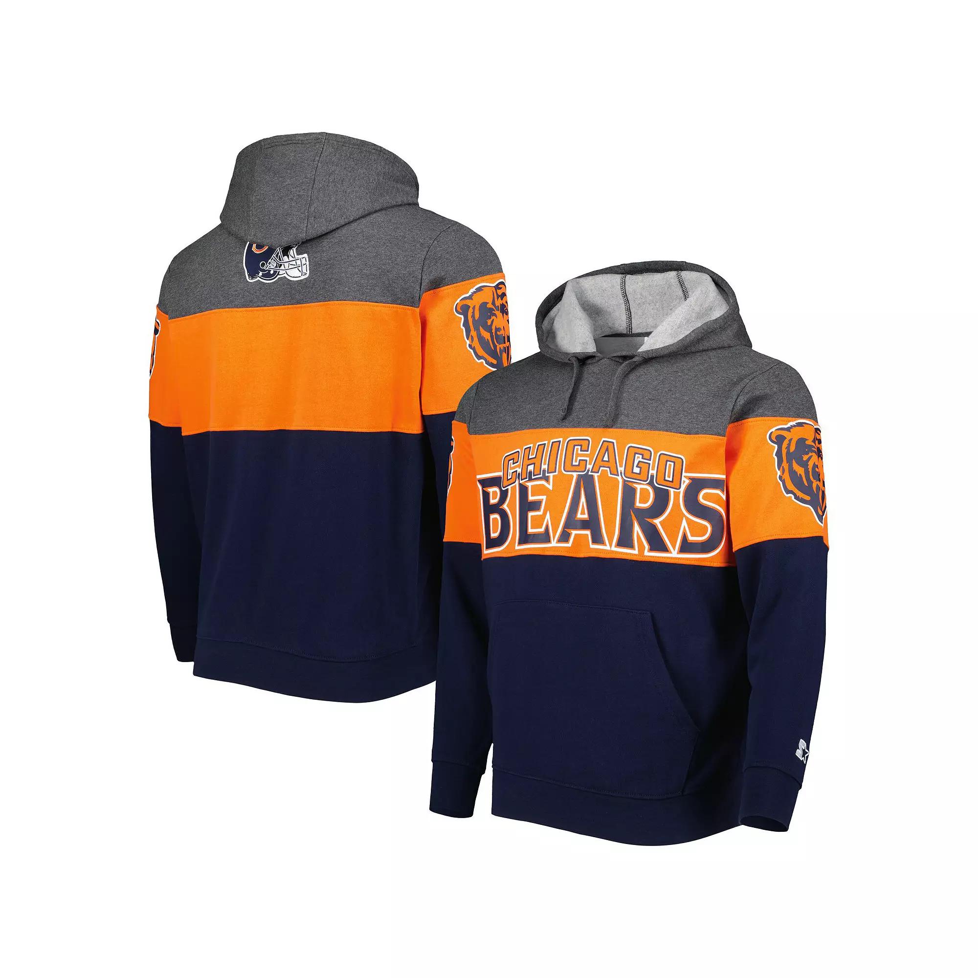Men's Starter Navy/Heather Charcoal Chicago Bears Extreme Pullover Hoodie, Size: Medium Product Image