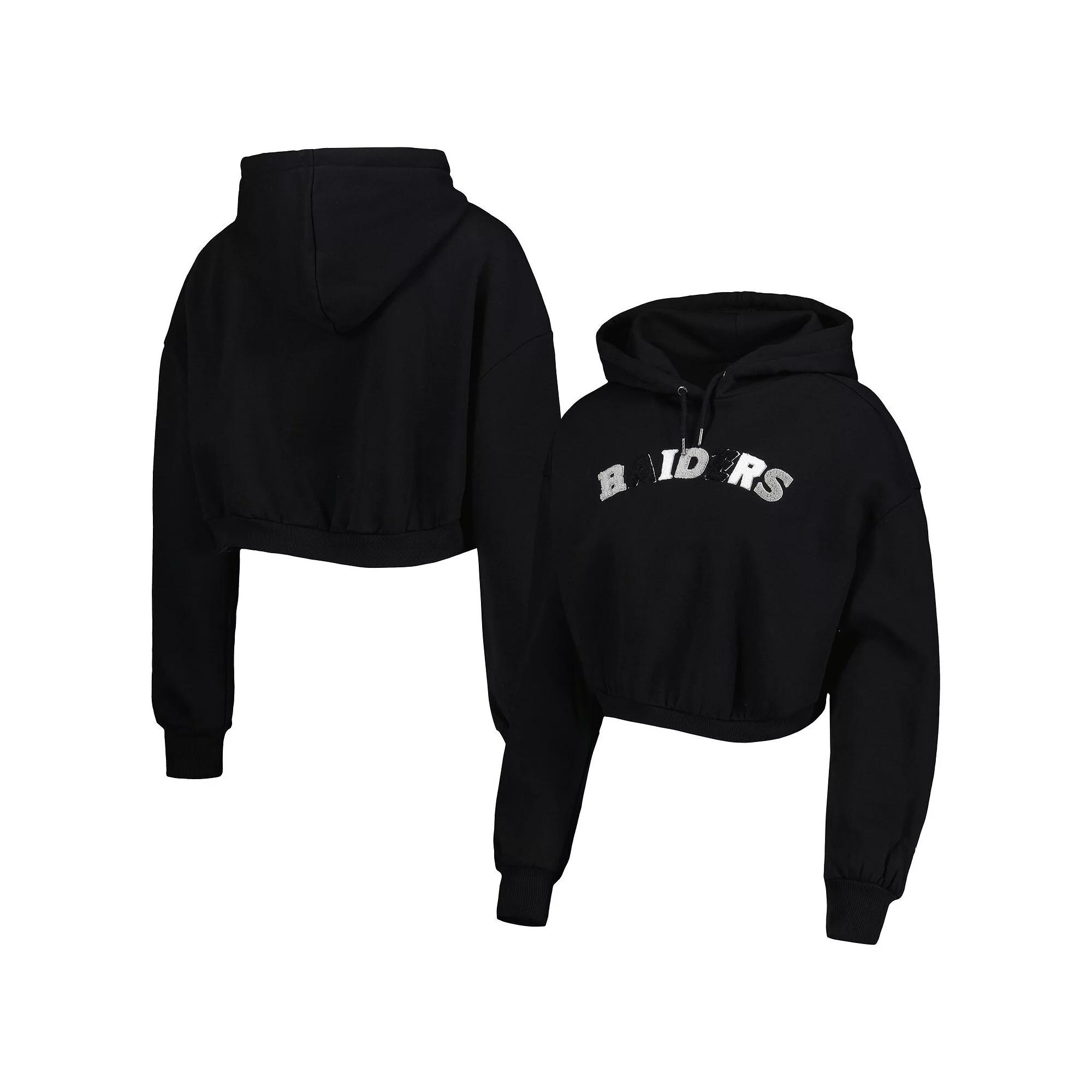 Women's The Wild Collective Black Las Vegas Raiders Cropped Pullover Hoodie,  Product Image