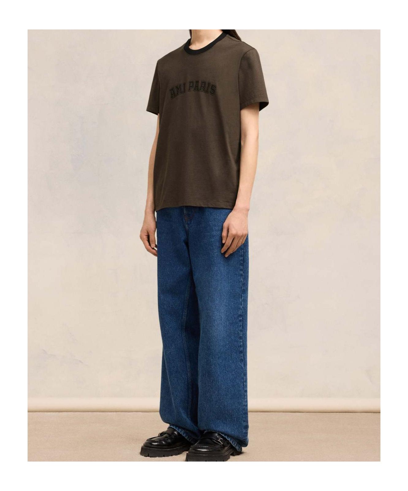 AMI ALEXANDRE MATTIUSSI Ami Paris T-shirt Brown In Dark Coffee Product Image