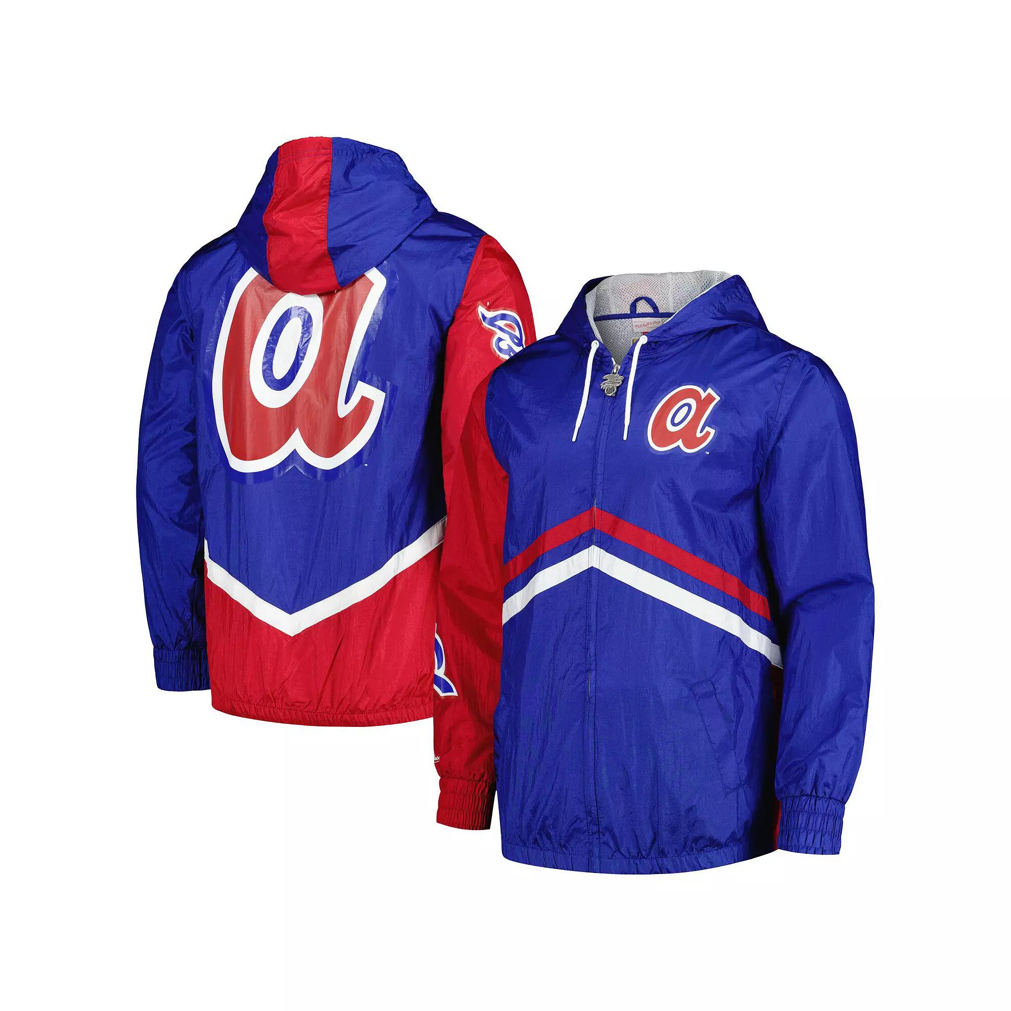 Men's Mitchell & Ness Royal Atlanta Braves Undeniable Full-Zip Hoodie Windbreaker Jacket,  Product Image