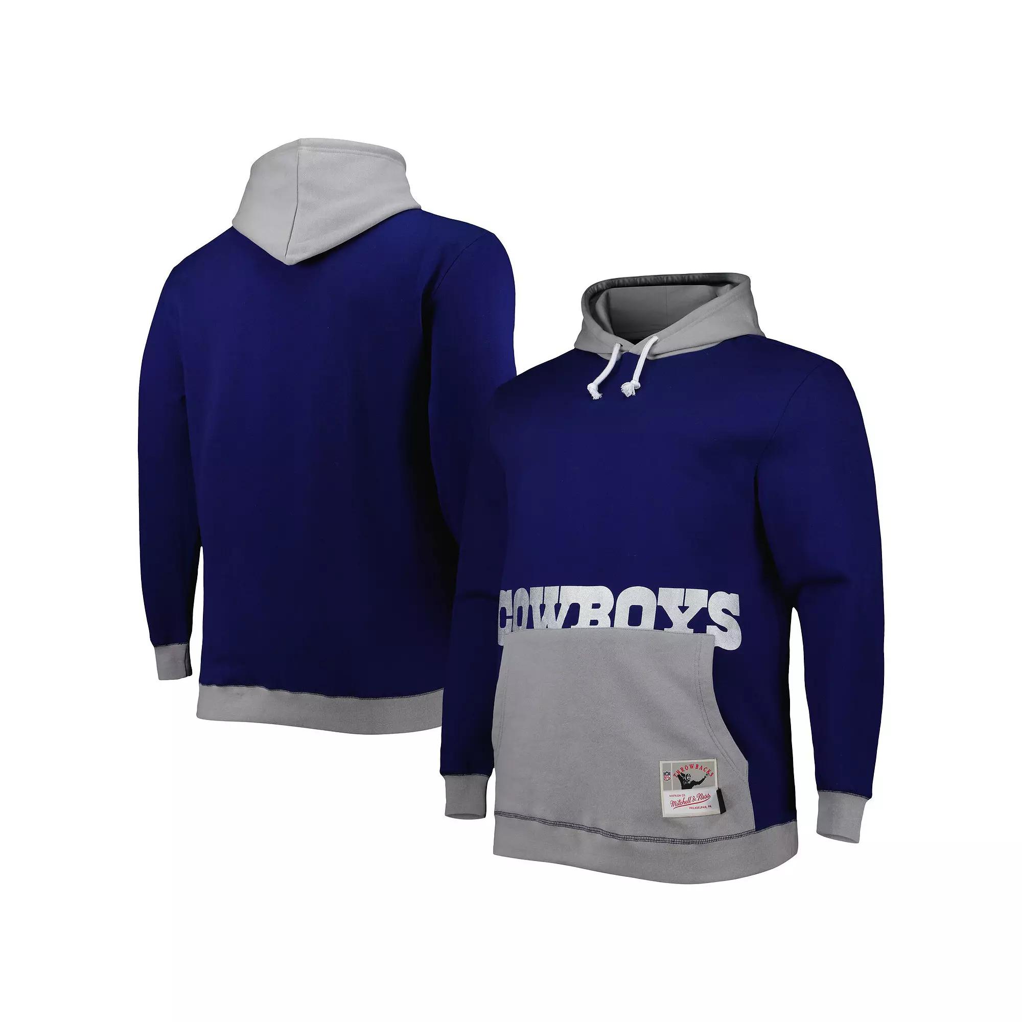 Men's Mitchell & Ness Navy/Silver Dallas Cowboys Big & Tall Big Face Pullover Hoodie,  Product Image
