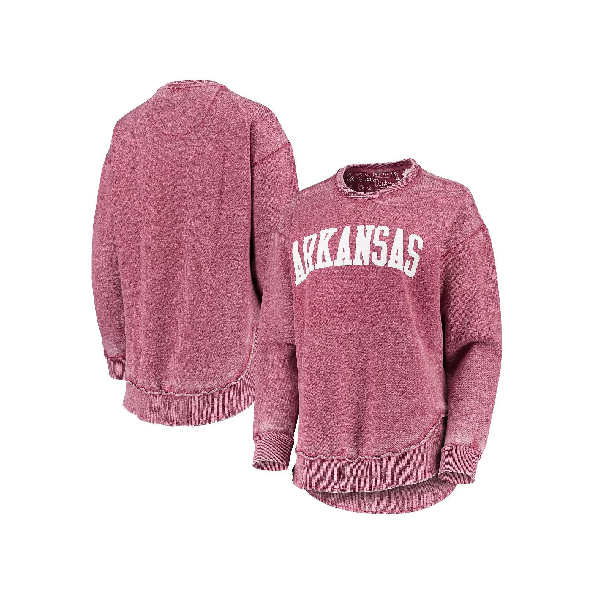 Women's Pressbox Cardinal Arkansas Razorbacks Vintage Wash Pullover Sweatshirt,  Product Image