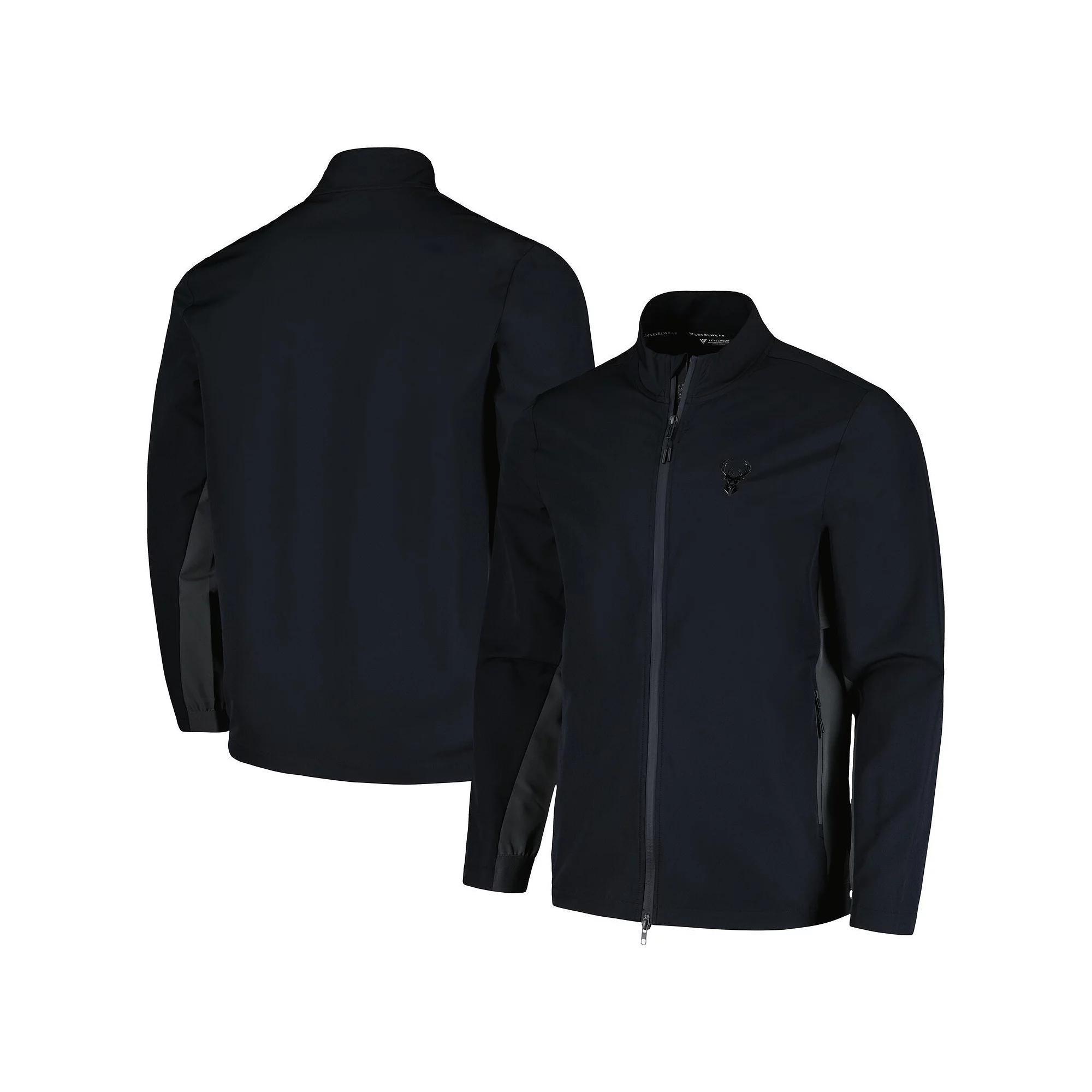 Men's Levelwear Black Milwaukee Bucks Harrington Full-Zip Jacket,  Product Image