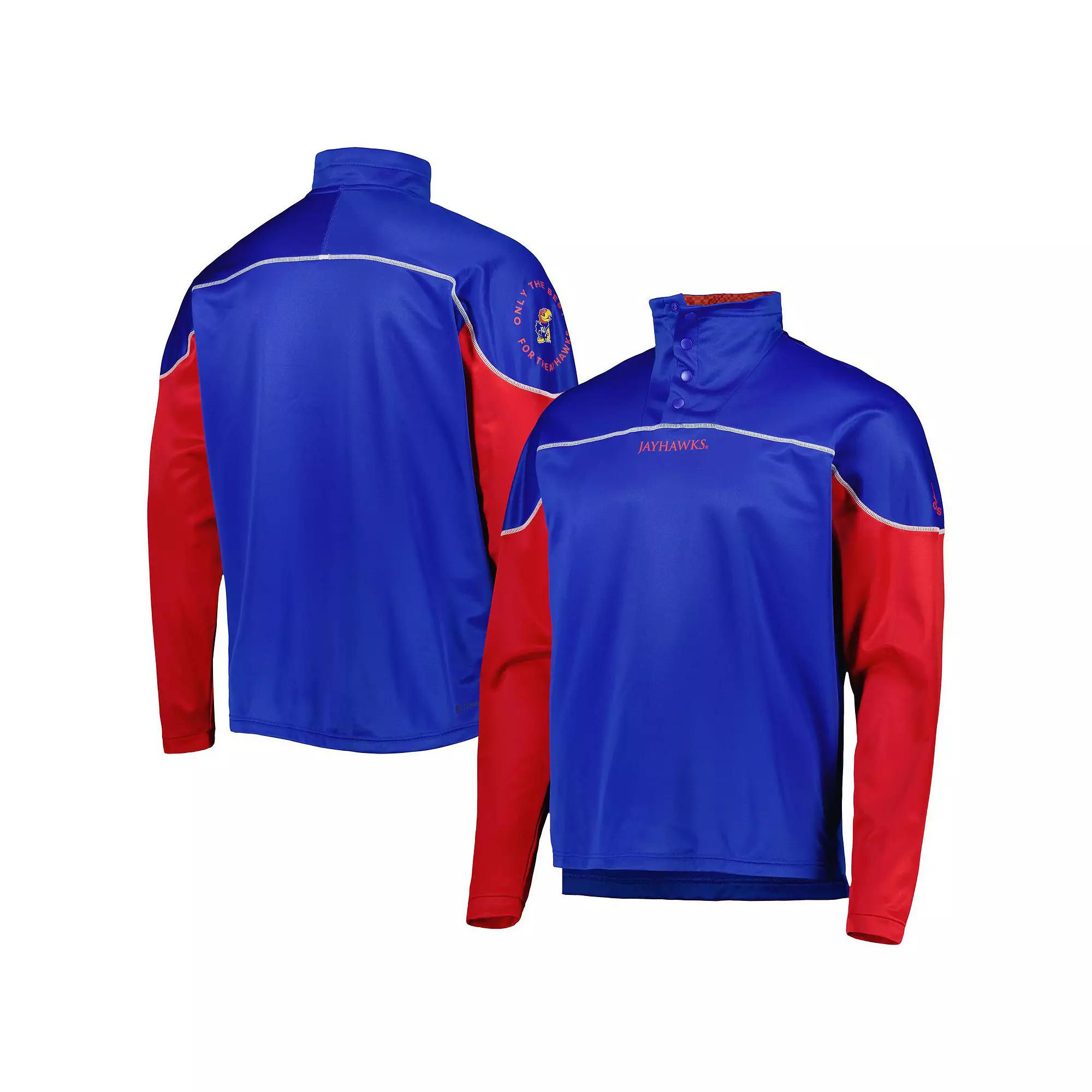 Men's adidas Royal Kansas Jayhawks AEROREADY Knit Quarter-Snap Jacket, Size: Medium, Blue Product Image