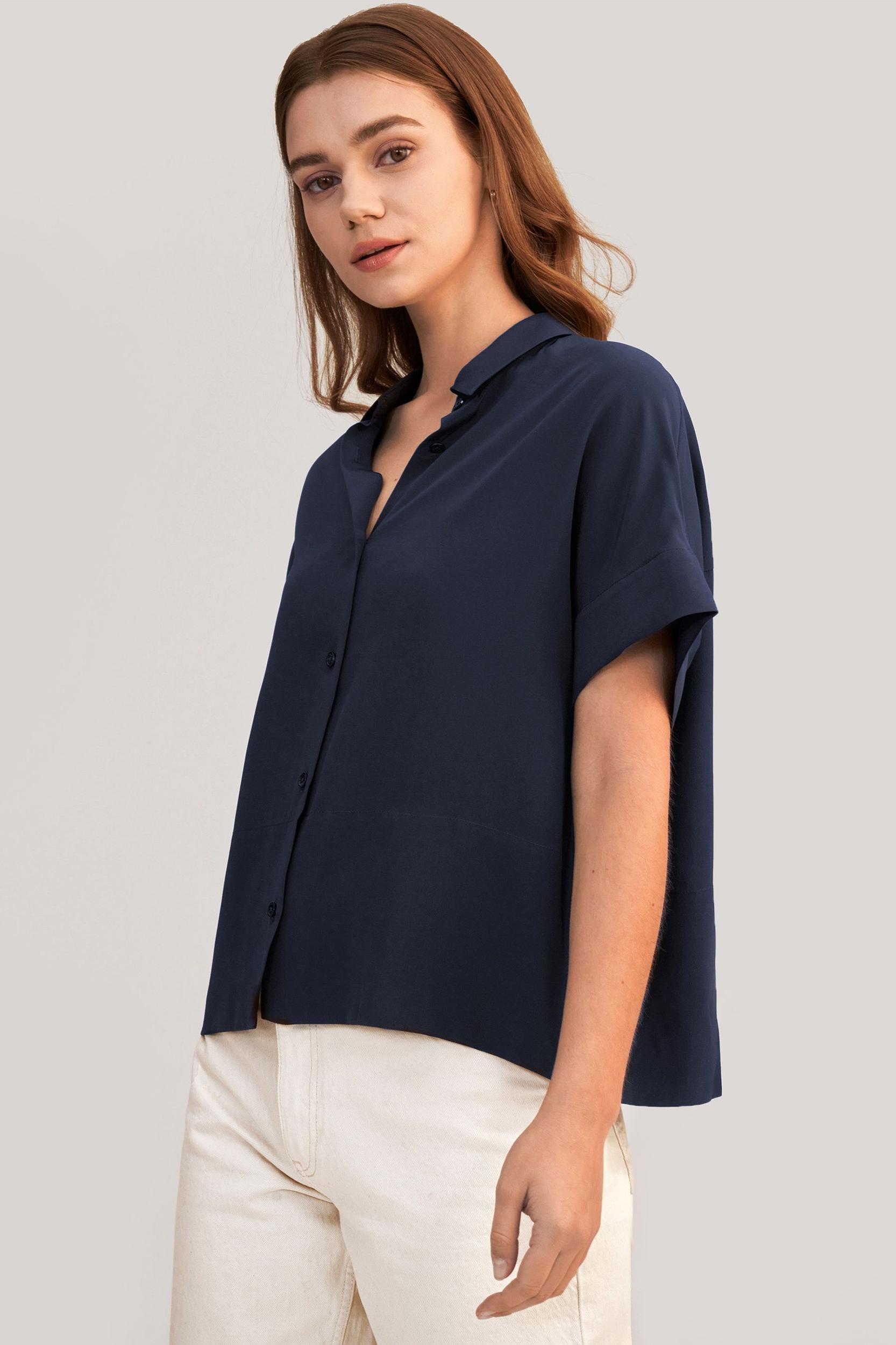 Casual Short Sleeves Loose Silk T-Shirt Product Image