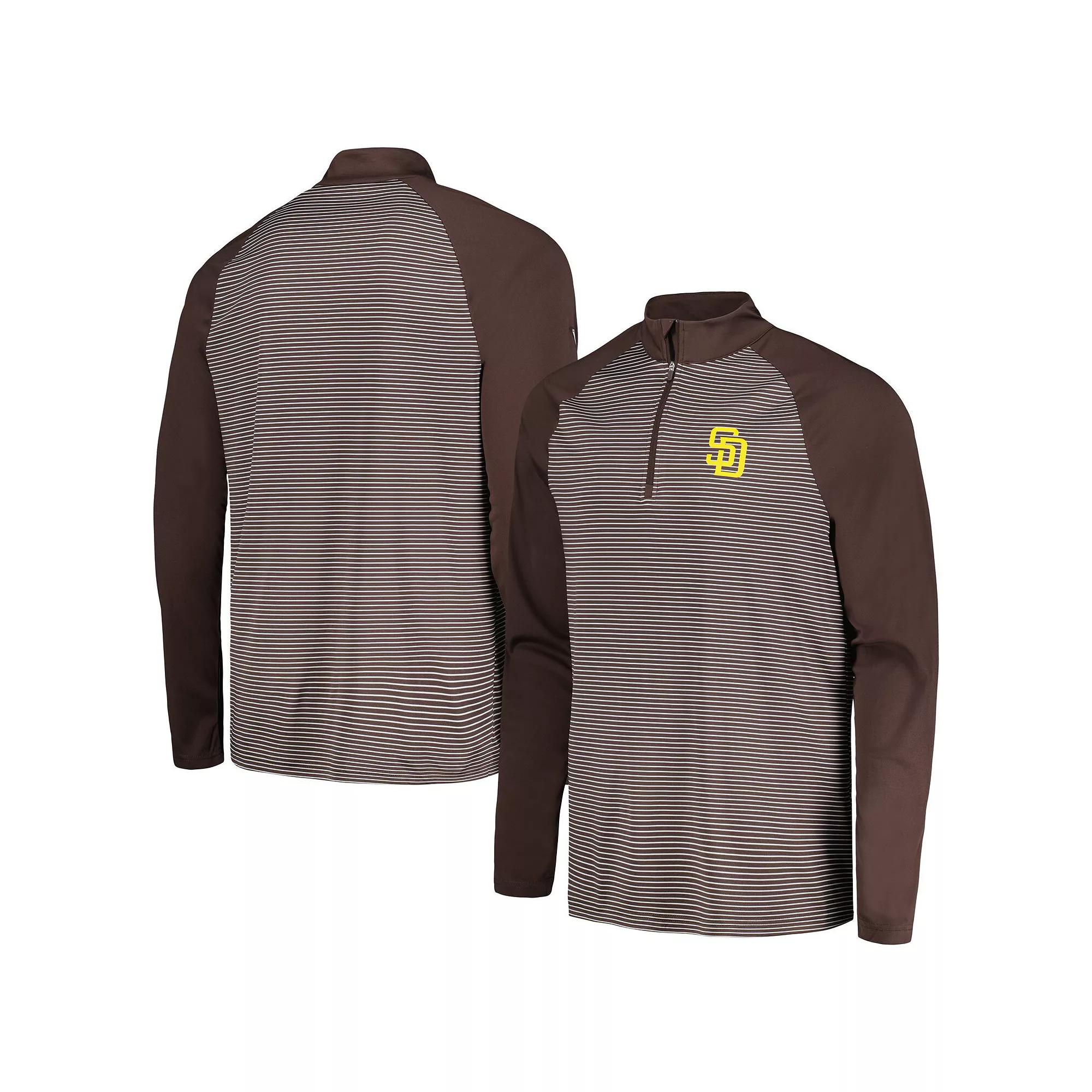 Men's Levelwear Brown San Diego Padres Charter Striped Raglan Quarter-Zip Top,  Product Image
