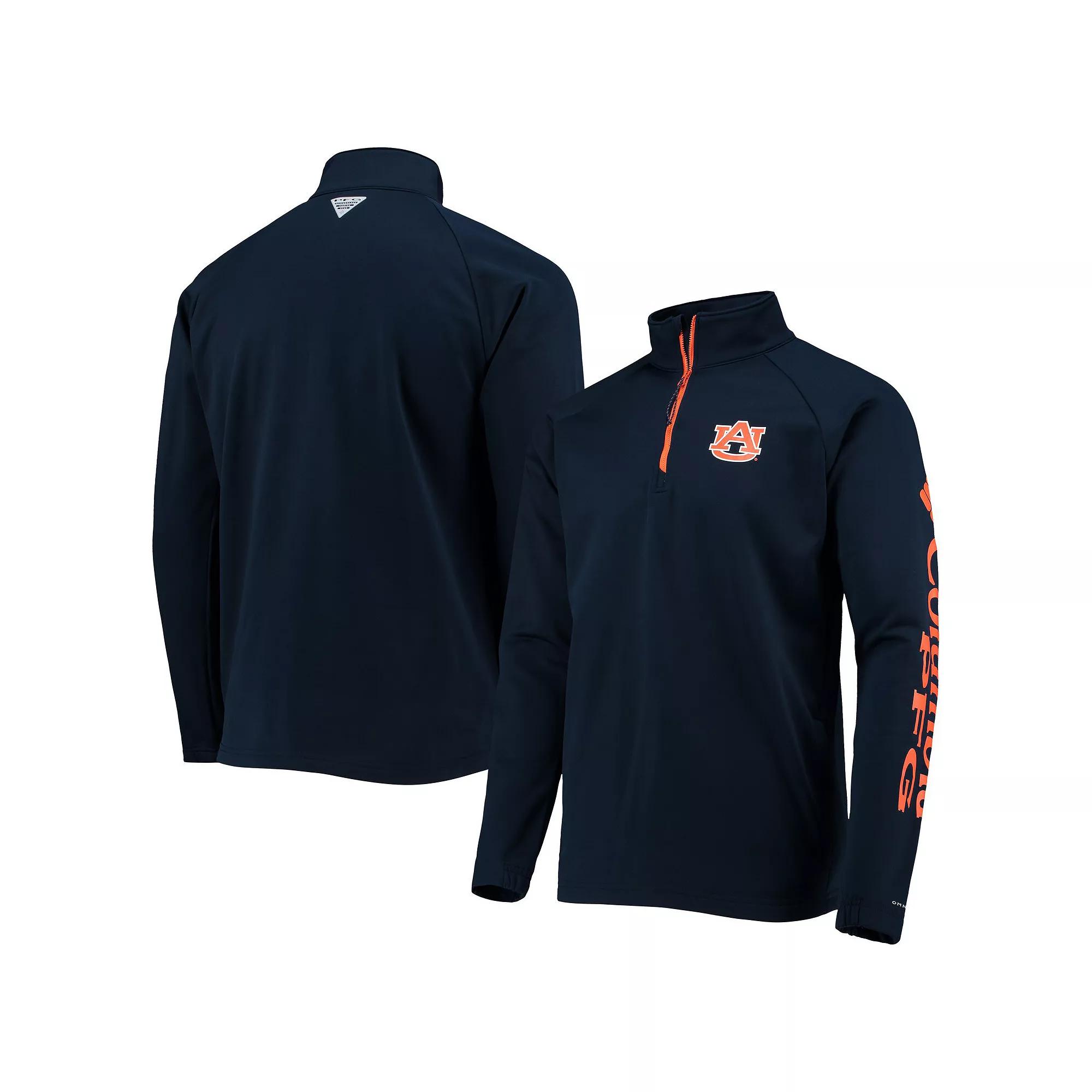 Men's Columbia Navy Auburn Tigers Terminal Tackle Fleece Raglan Omni-Shade Quarter-Zip Jacket,  Product Image