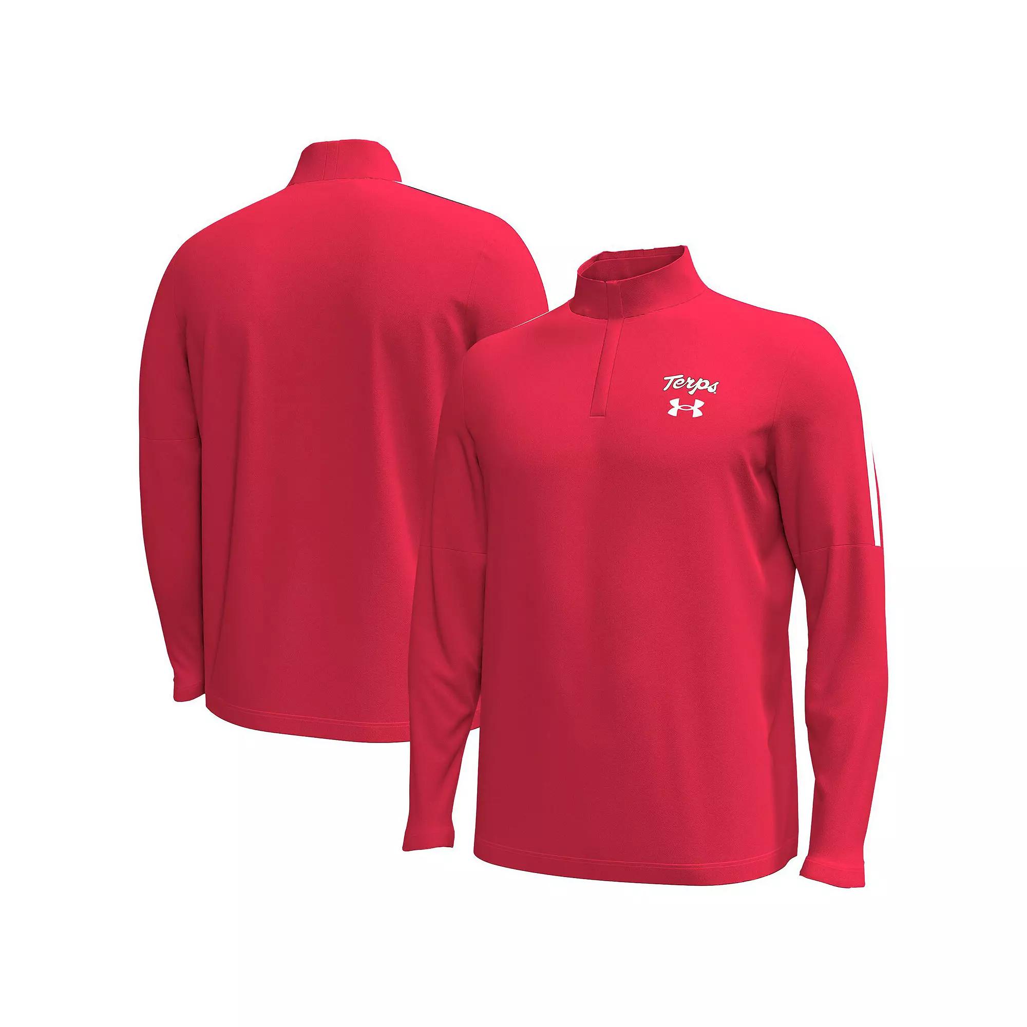 Men's Under Armour Red Maryland Terrapins Playoff Performance Quarter-Zip Jacket,  Product Image