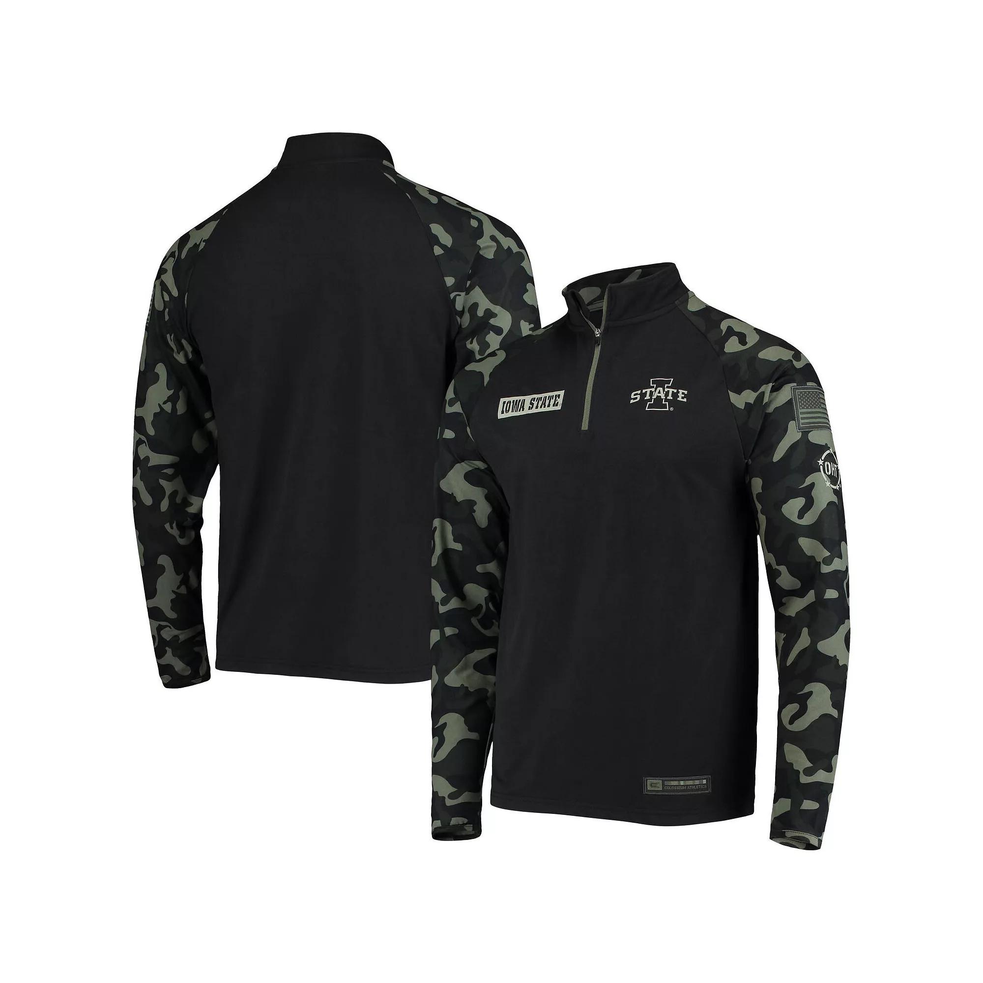 Men's Colosseum Black/Camo Iowa State Cyclones OHT Military Appreciation Take Flight Raglan Quarter-Zip Jacket, Size: Medium Product Image