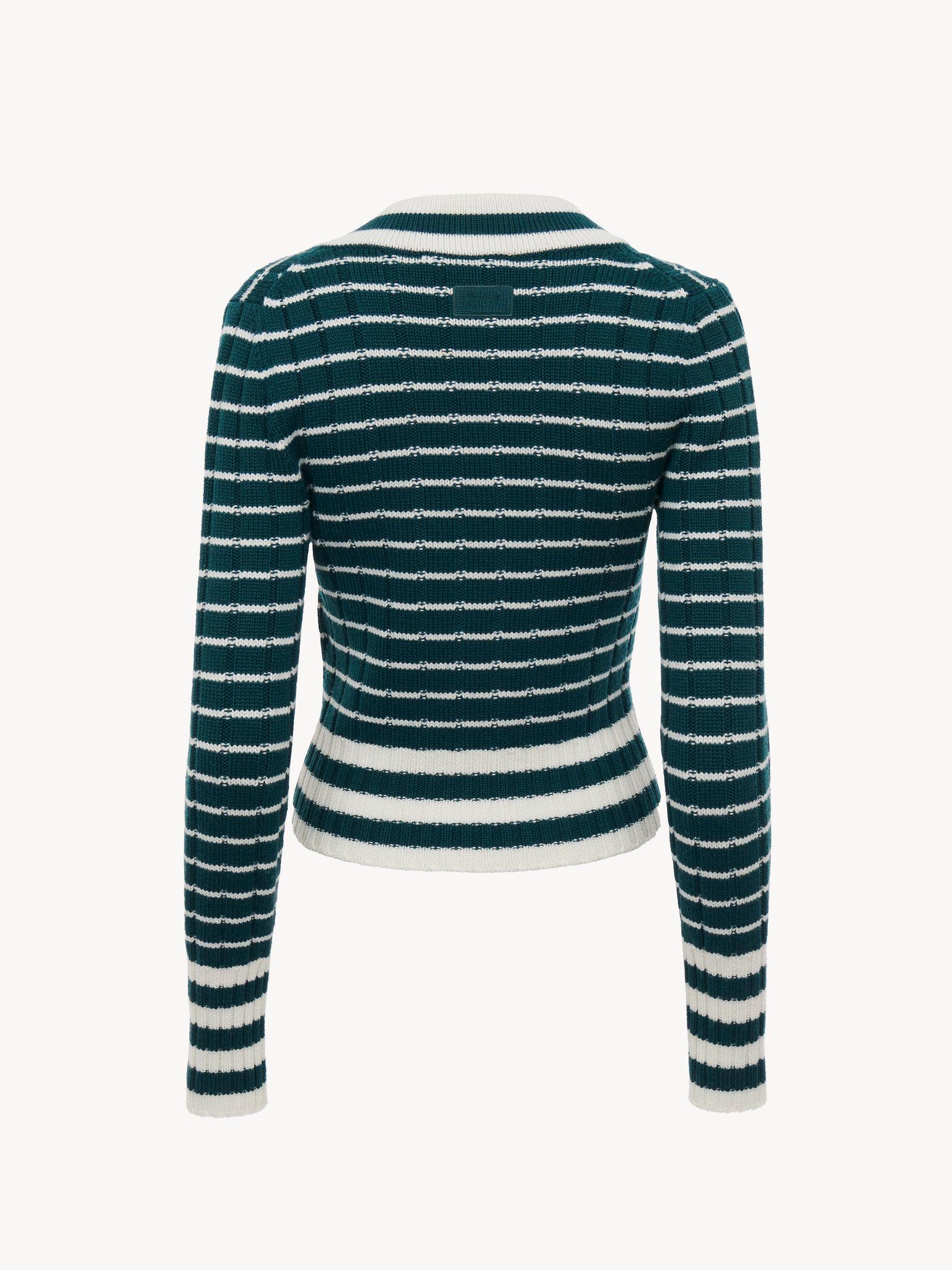 V-neck fitted sweater in a merino wool knit Product Image