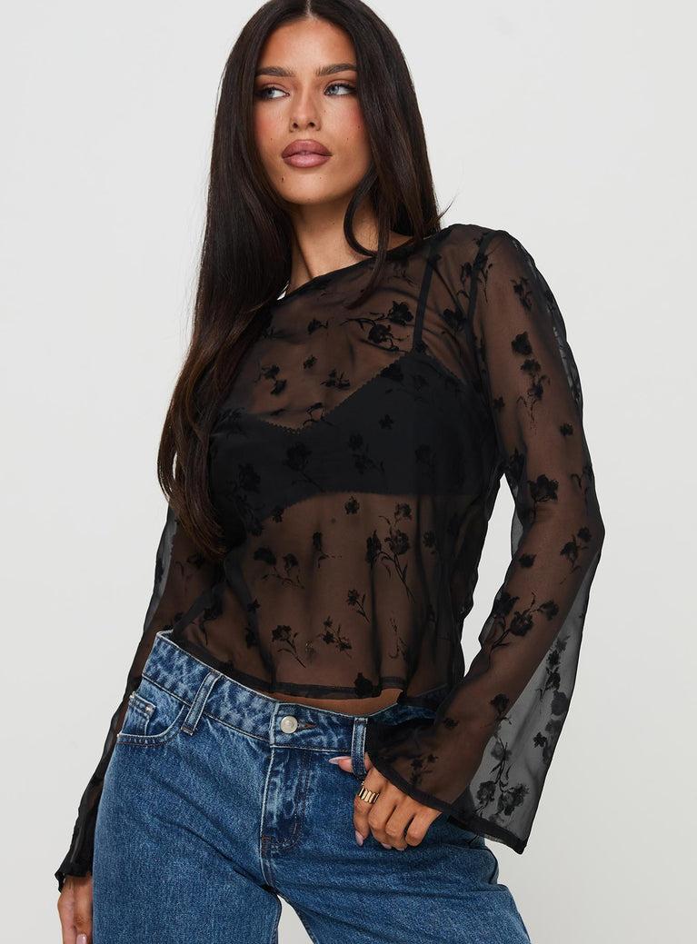 Broken Clocks Long Sleeve Top Black Product Image