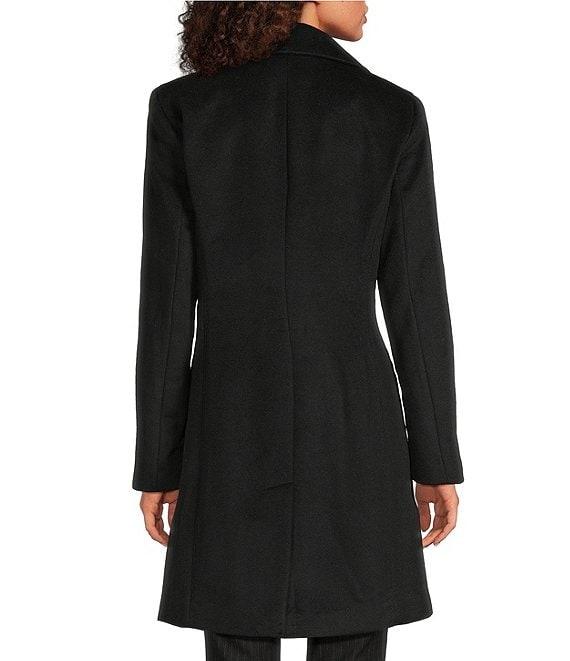 Donna Karan Wool Cashmere Blend Notch Collar Button Front Reefer Coat Product Image