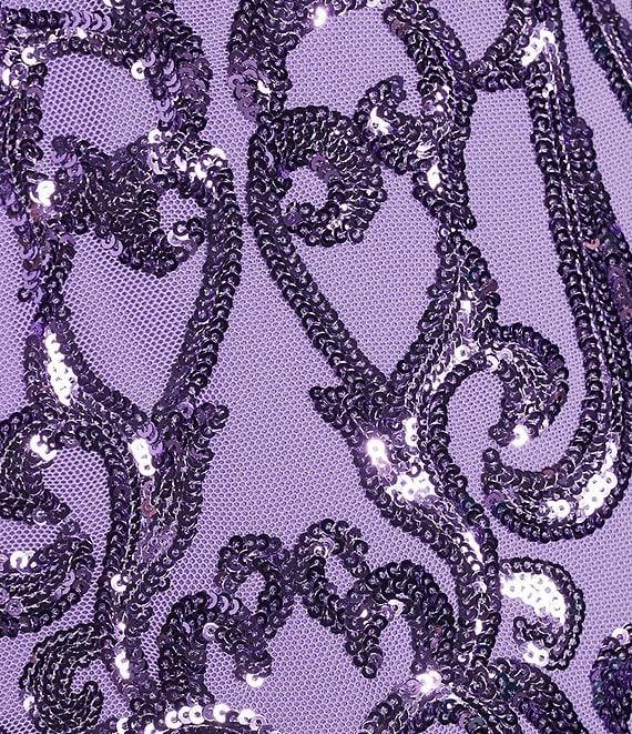 B. Darlin Spaghetti Strap Sweetheart Bustier Pattern Sequin Dress Product Image