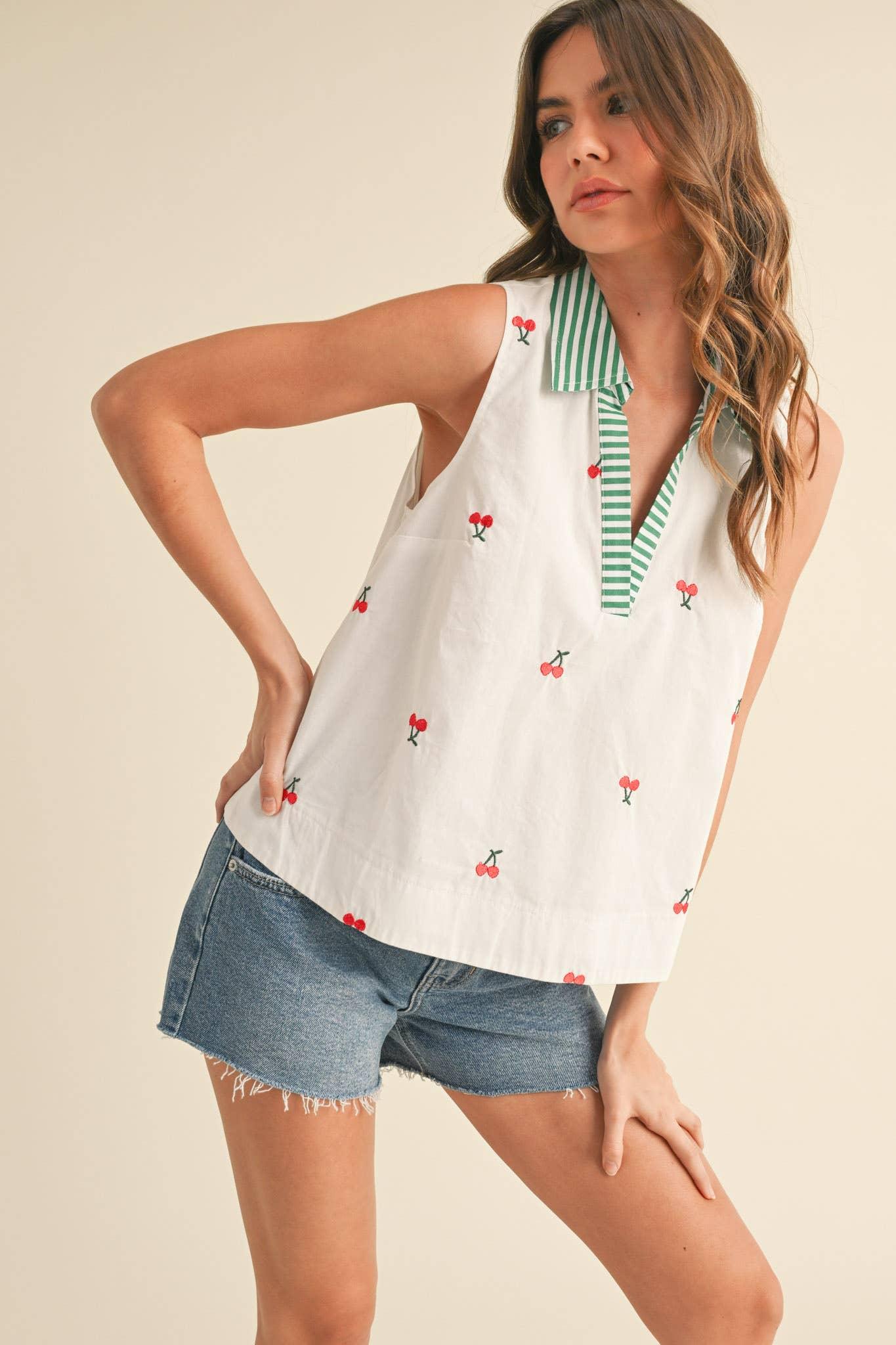 Cherry Embroidered Tank Product Image