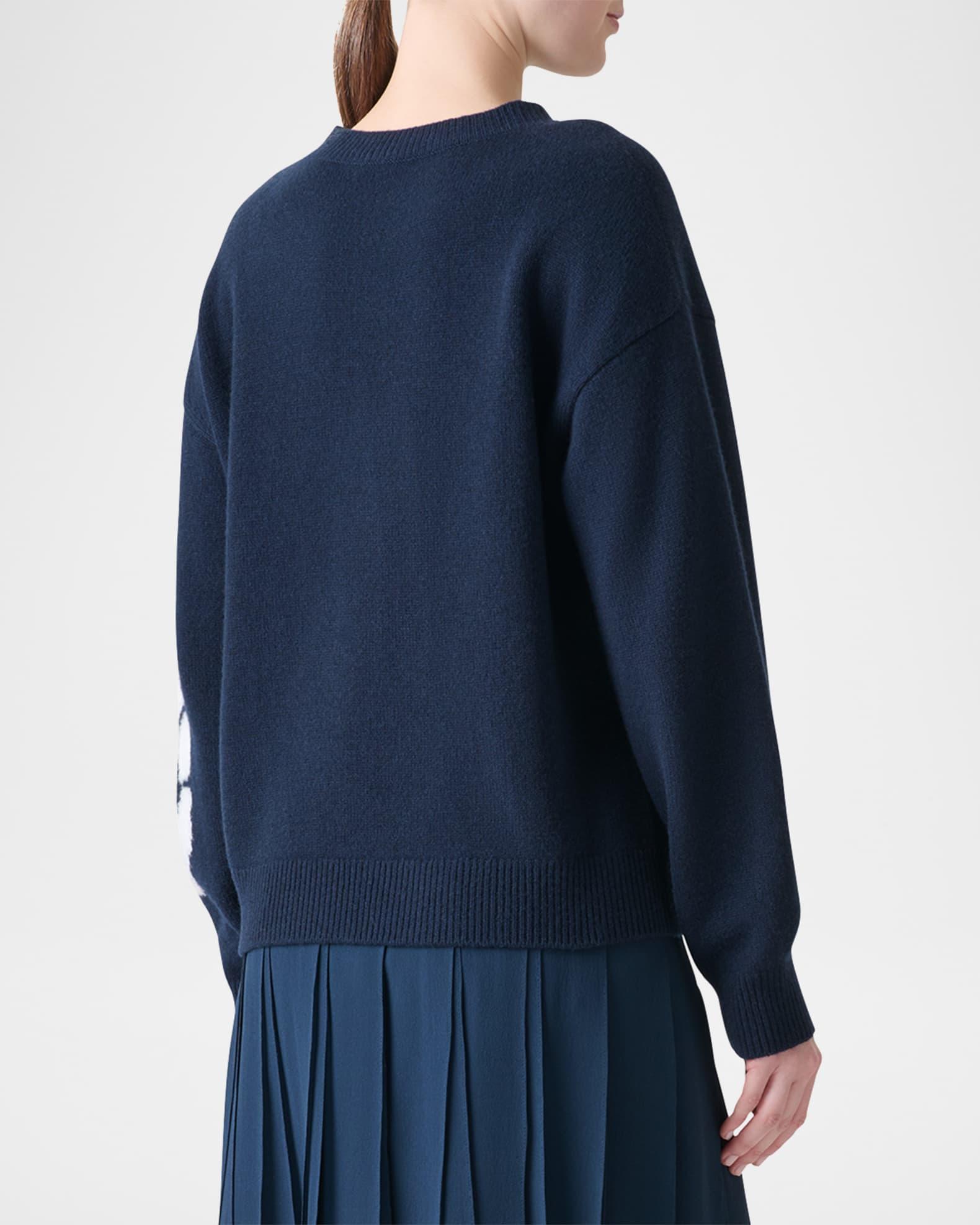 3D Anemone Intarsia Cashmere-Silk Sweater Product Image