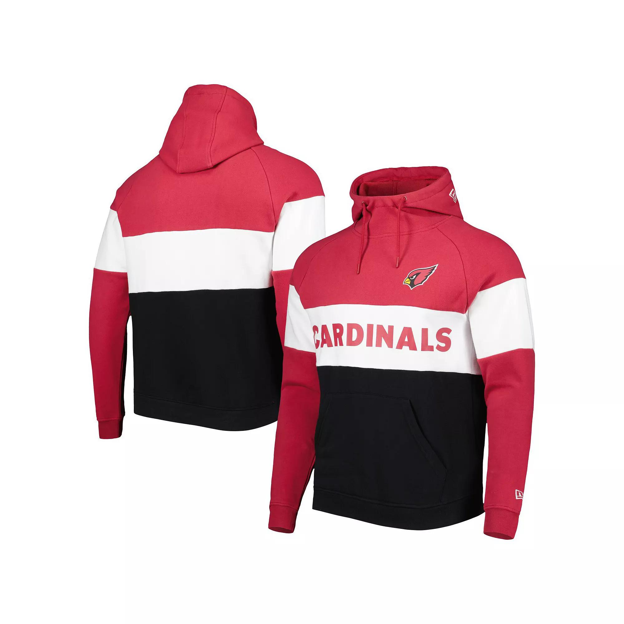 Men's New Era Black/Cardinal Arizona Cardinals Colorblock Current Pullover Hoodie,  Product Image