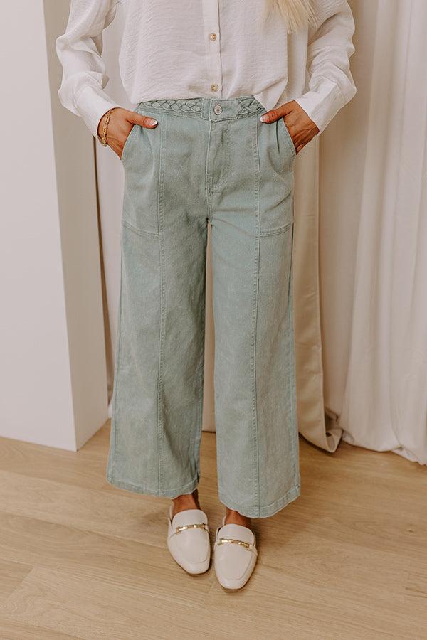 The Julie High Waist Wide Leg Jean in Sage Product Image