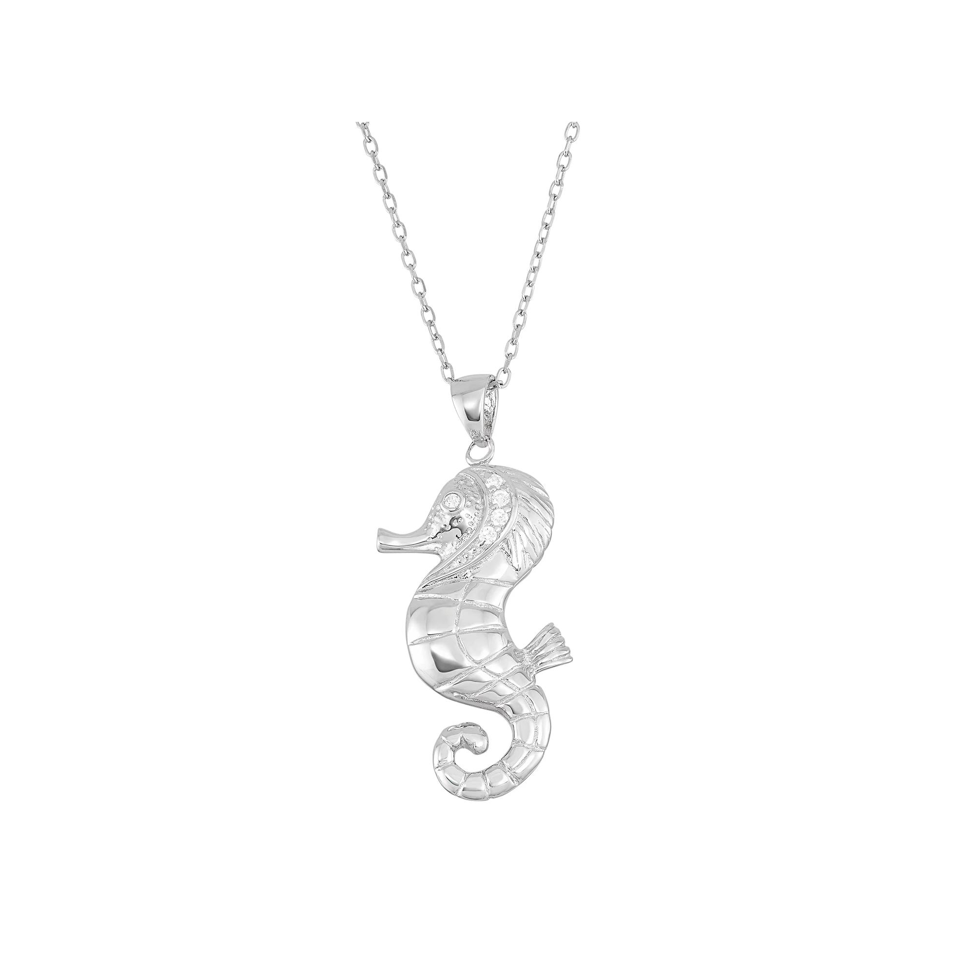Sterling Silver Cubic Zirconia Seahorse Pendant Necklace, Women's, Size: 18", White Product Image