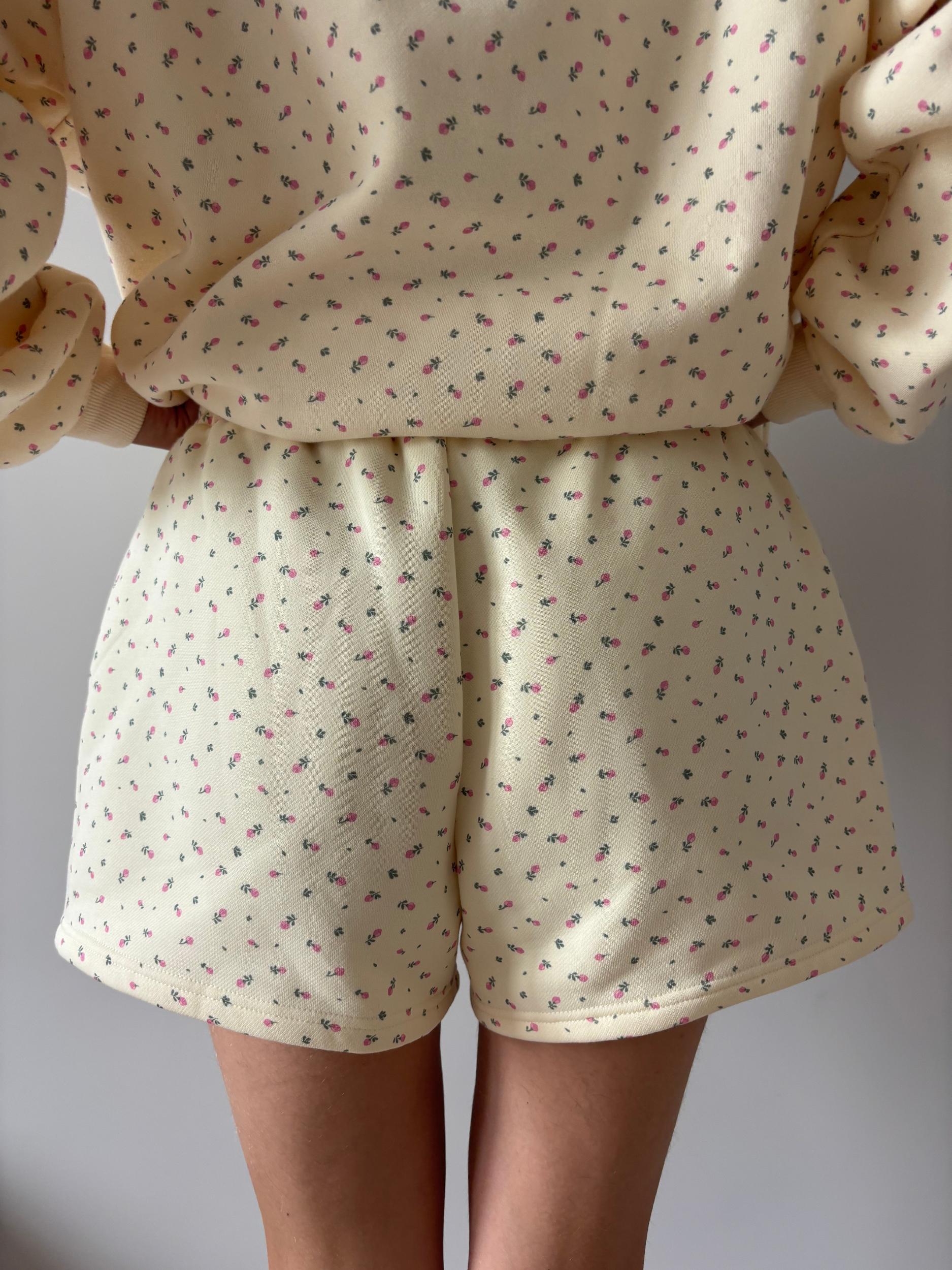 Blank Toasted Cream Roses Shorts Product Image