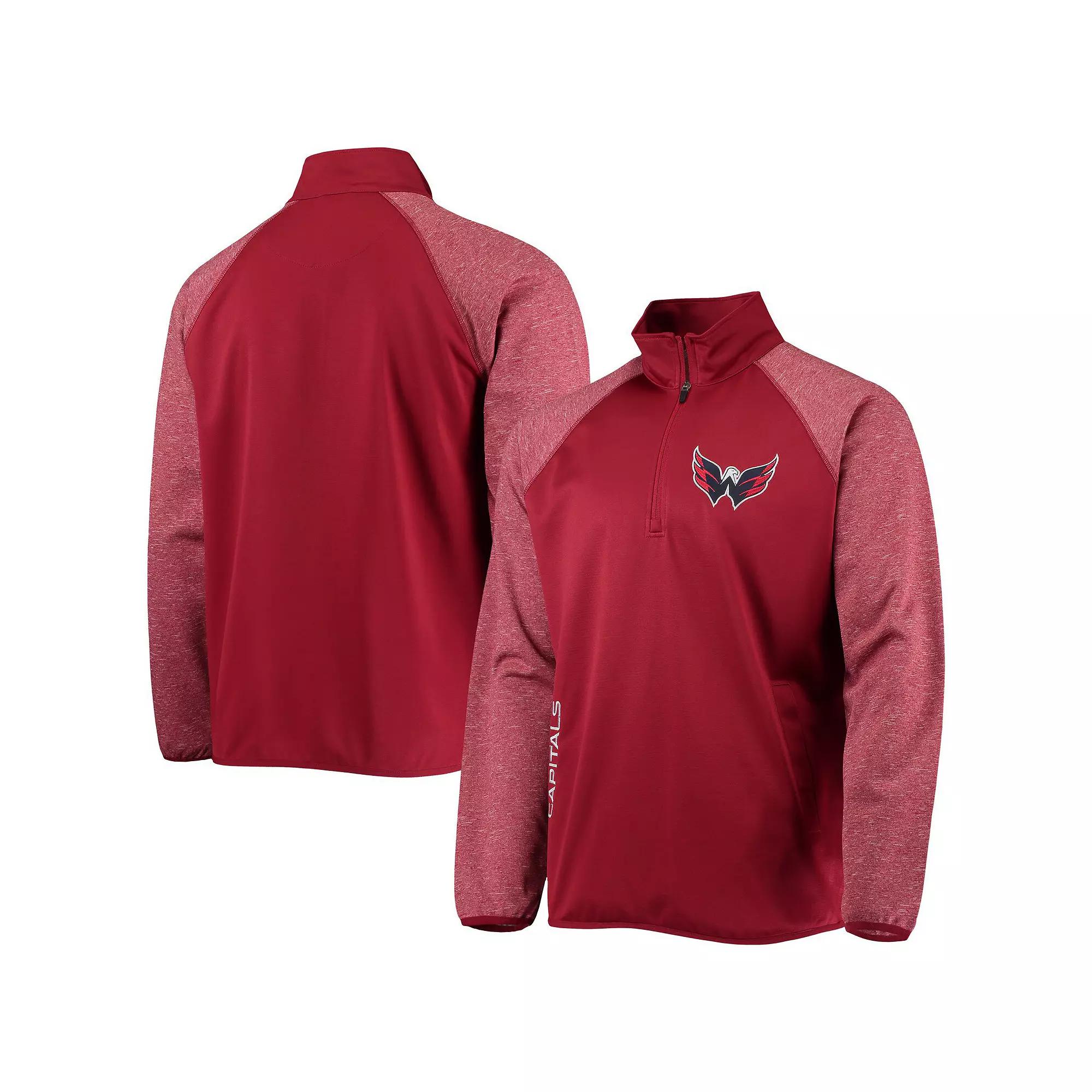 Men's Starter Red Washington Capitals Transitional Raglan Half-Zip Top,  Product Image