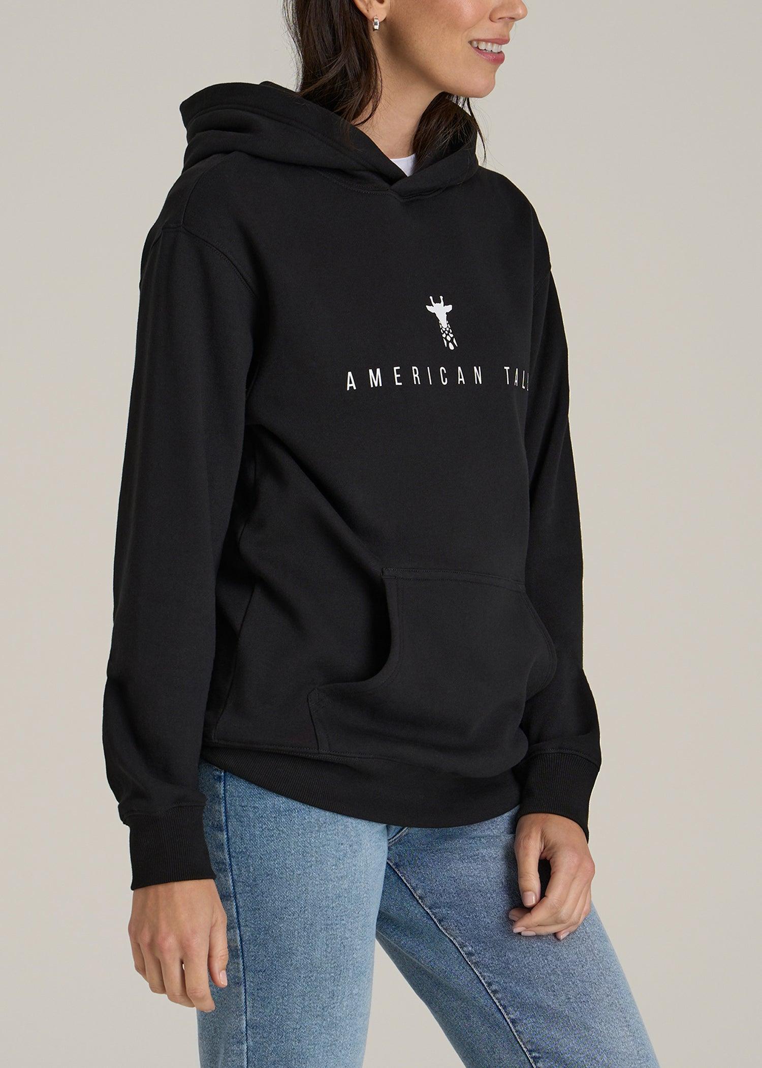 Logo Hoodie for Tall Women in Black Female Product Image