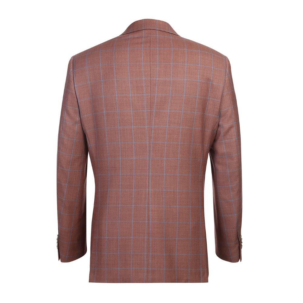 Men's Brown Classic Fit Wool Plaid Blazer Male Product Image