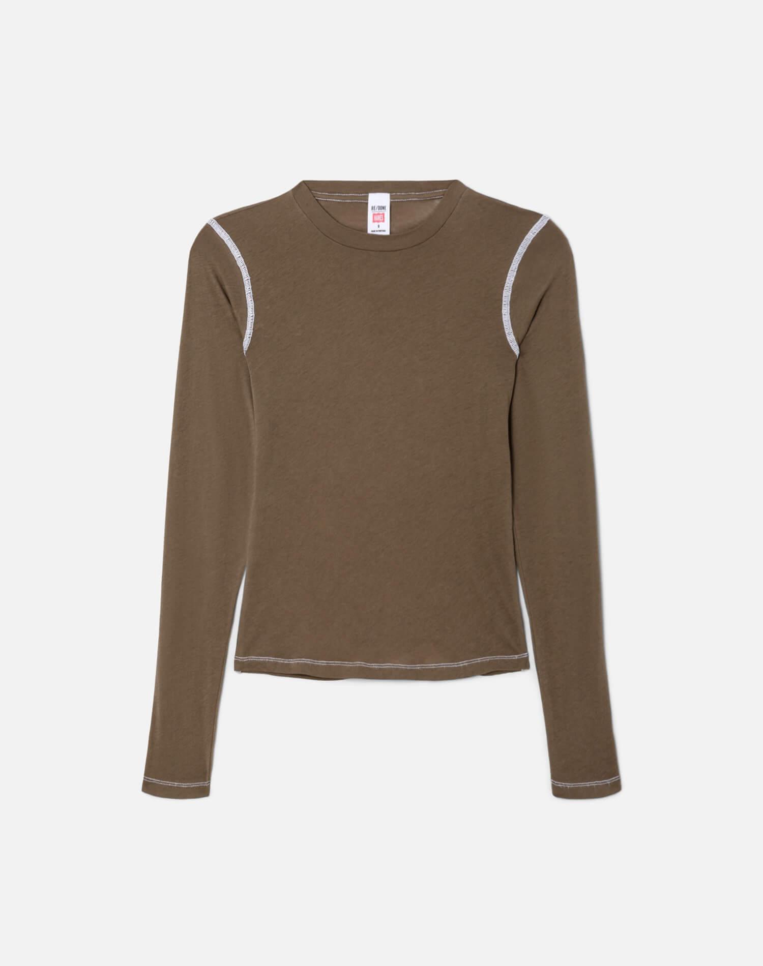 Hanes Sheer Long Sleeve Tee - Cypress With White Female Product Image