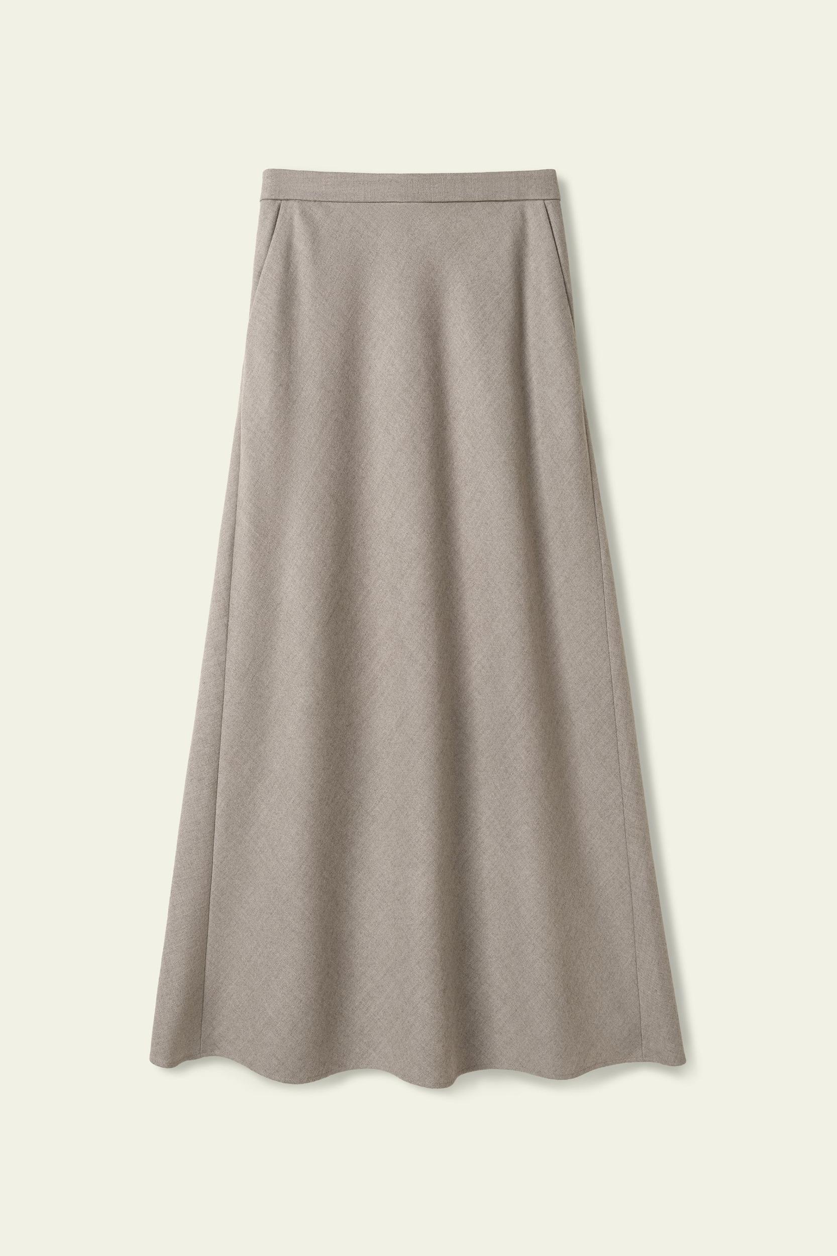 Mottled Silk-Wool A-Line Skirt Product Image