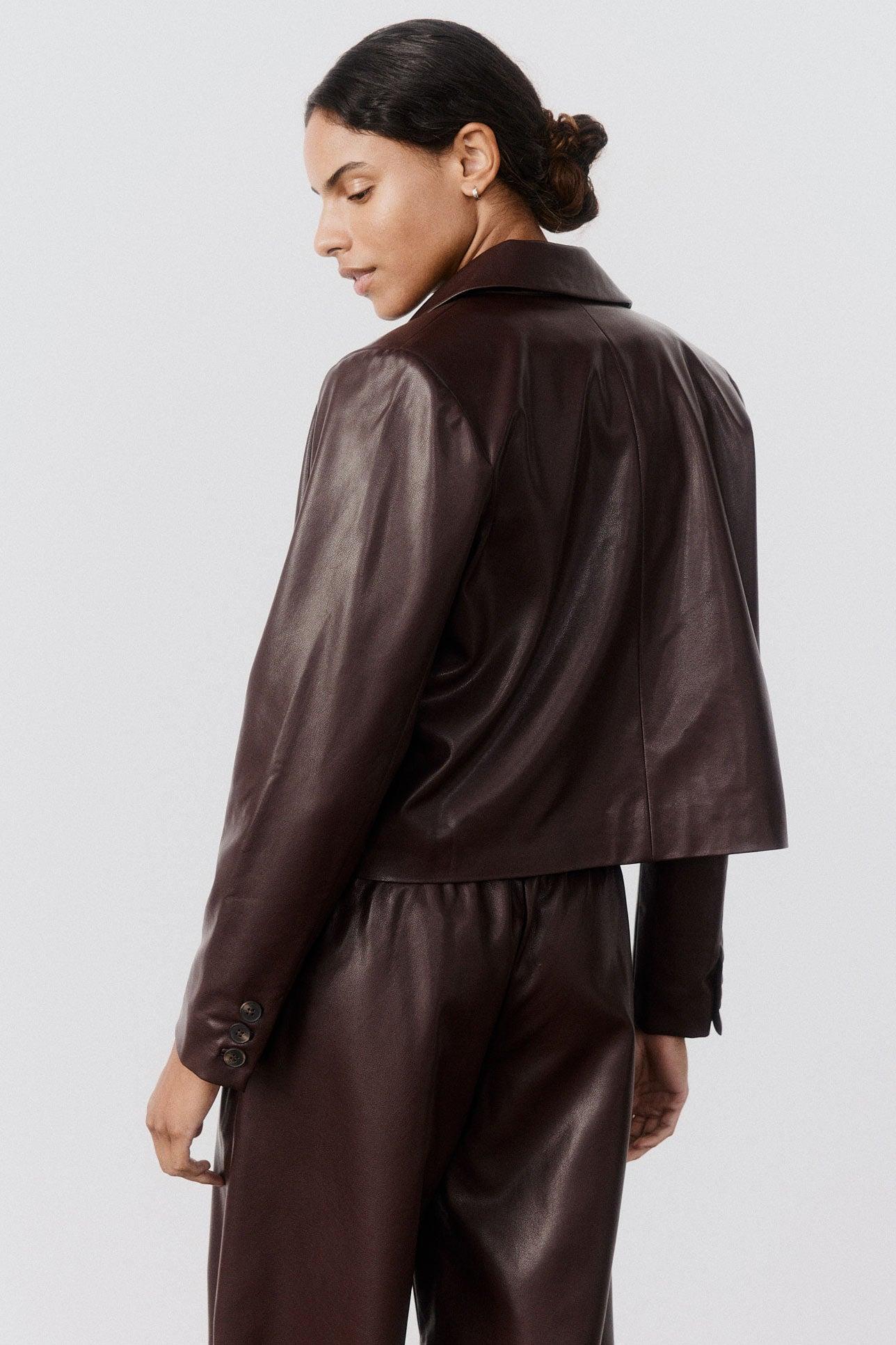 Vegan Leather Button Down Jacket Product Image