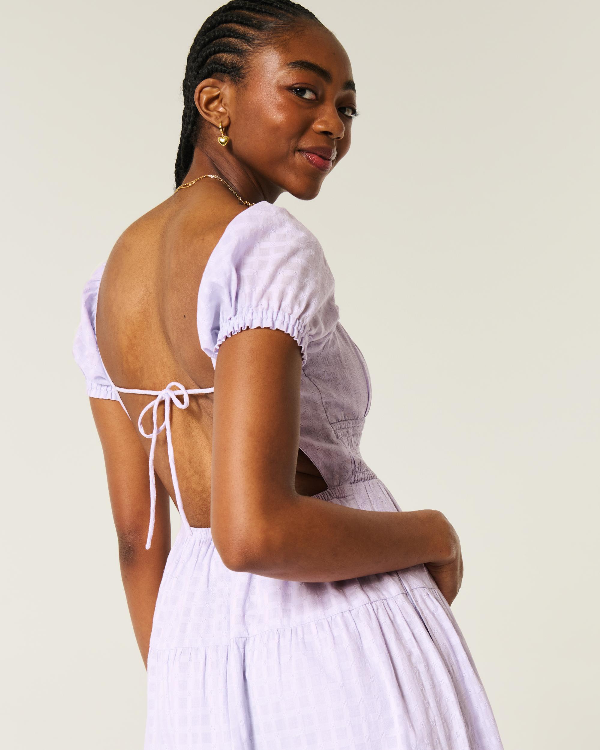 Short-Sleeve Open-Back Maxi Dress Product Image