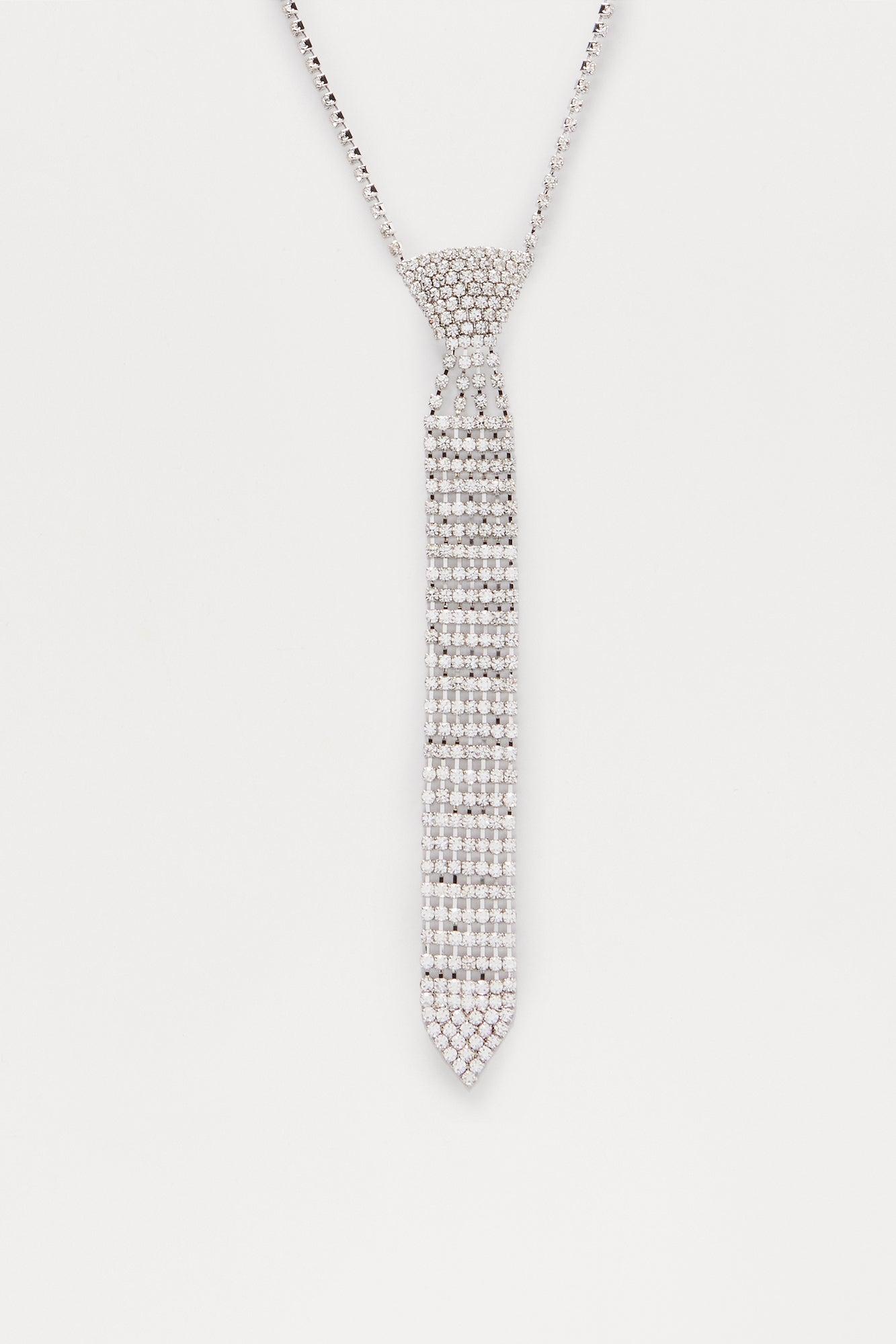 Glamour Knot Tie Necklace - Silver Product Image