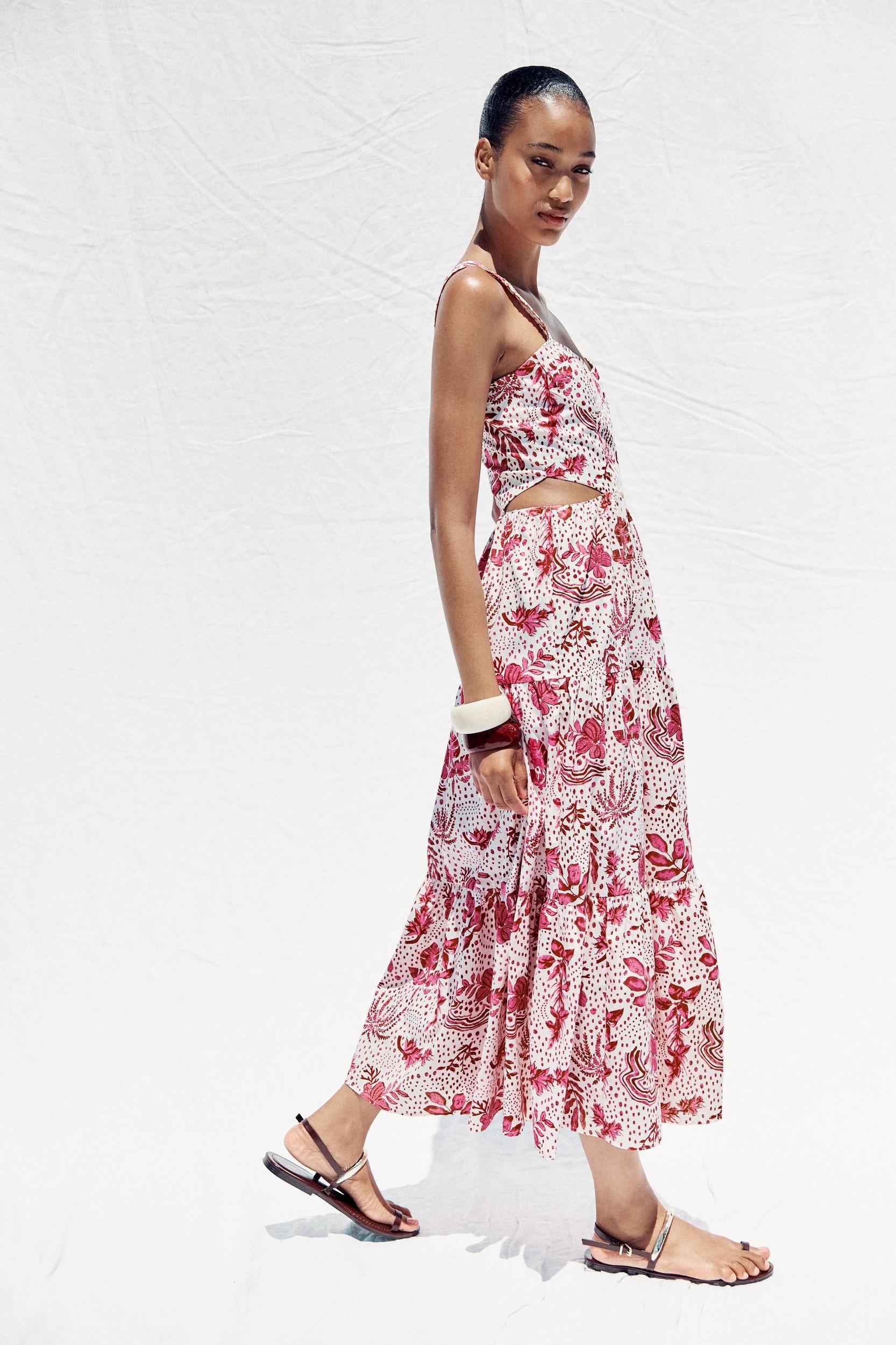 PRINTED CUT OUT MIDI DRESS Product Image