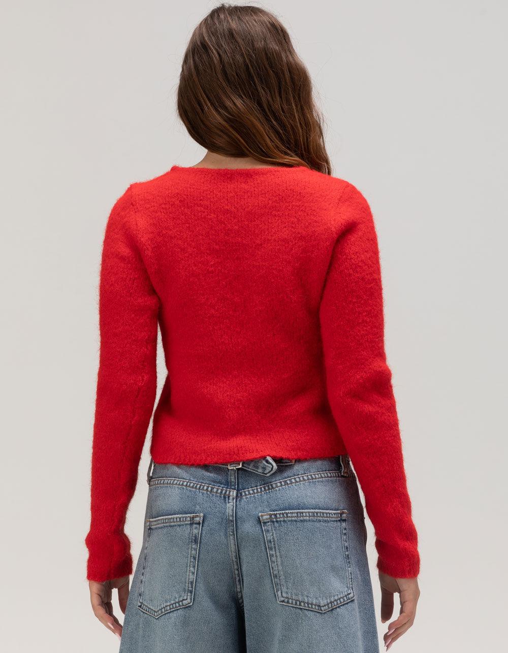 BDG Urban Outfitters Tie Front Womens Cardigan - RED Product Image