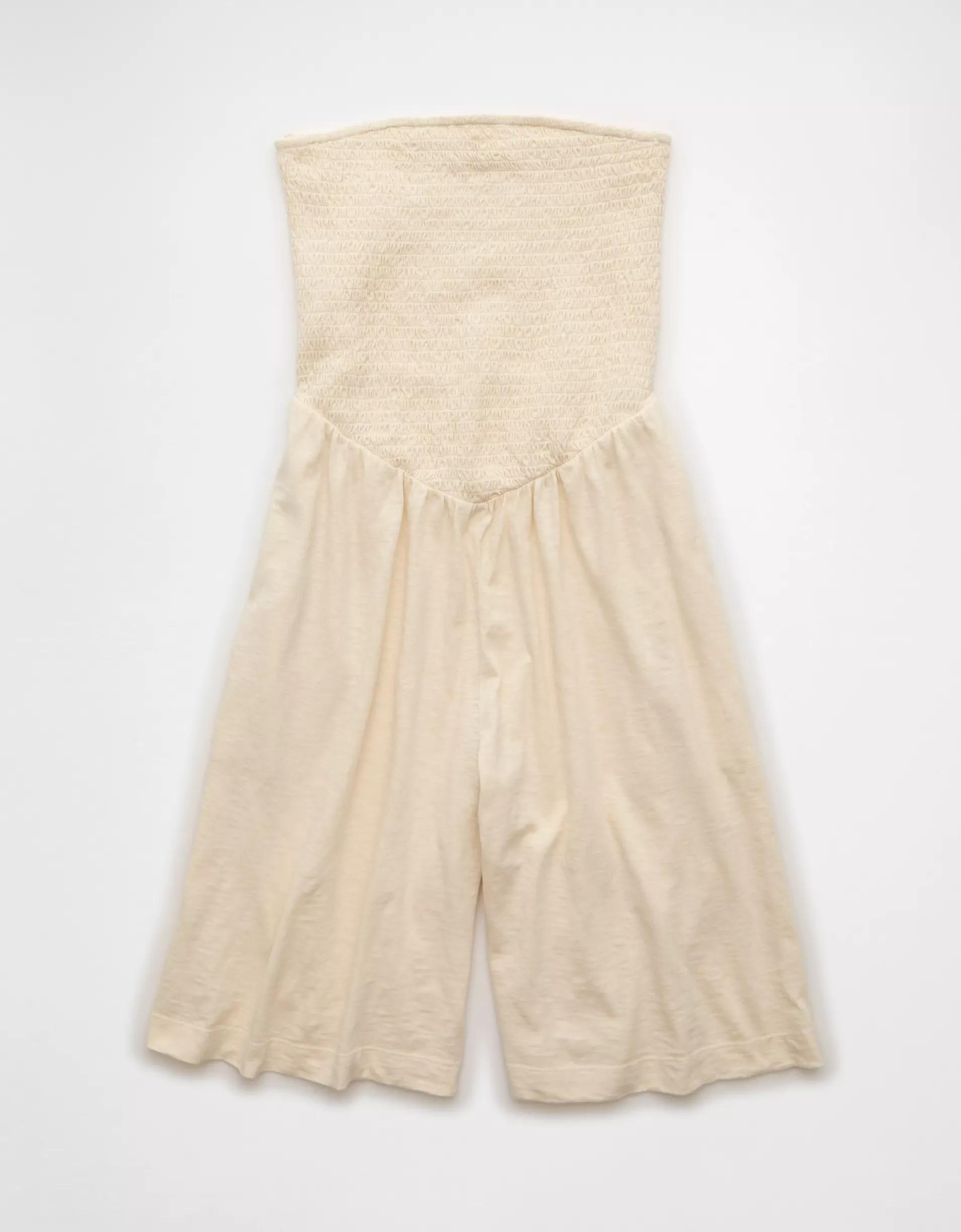 AE Strapless Smocked V-Waist Romper Product Image