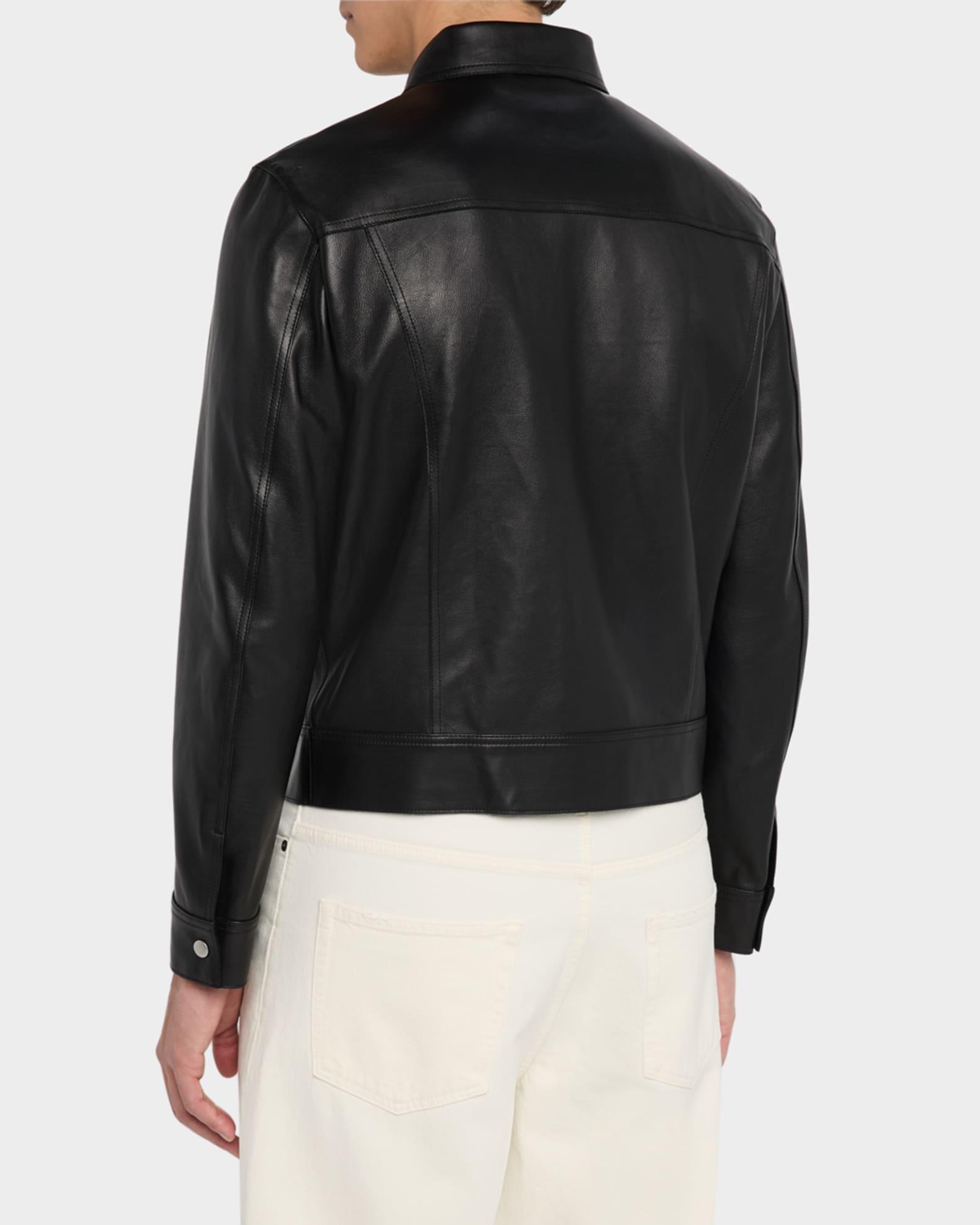 Men's Leather Trucker Jacket Product Image