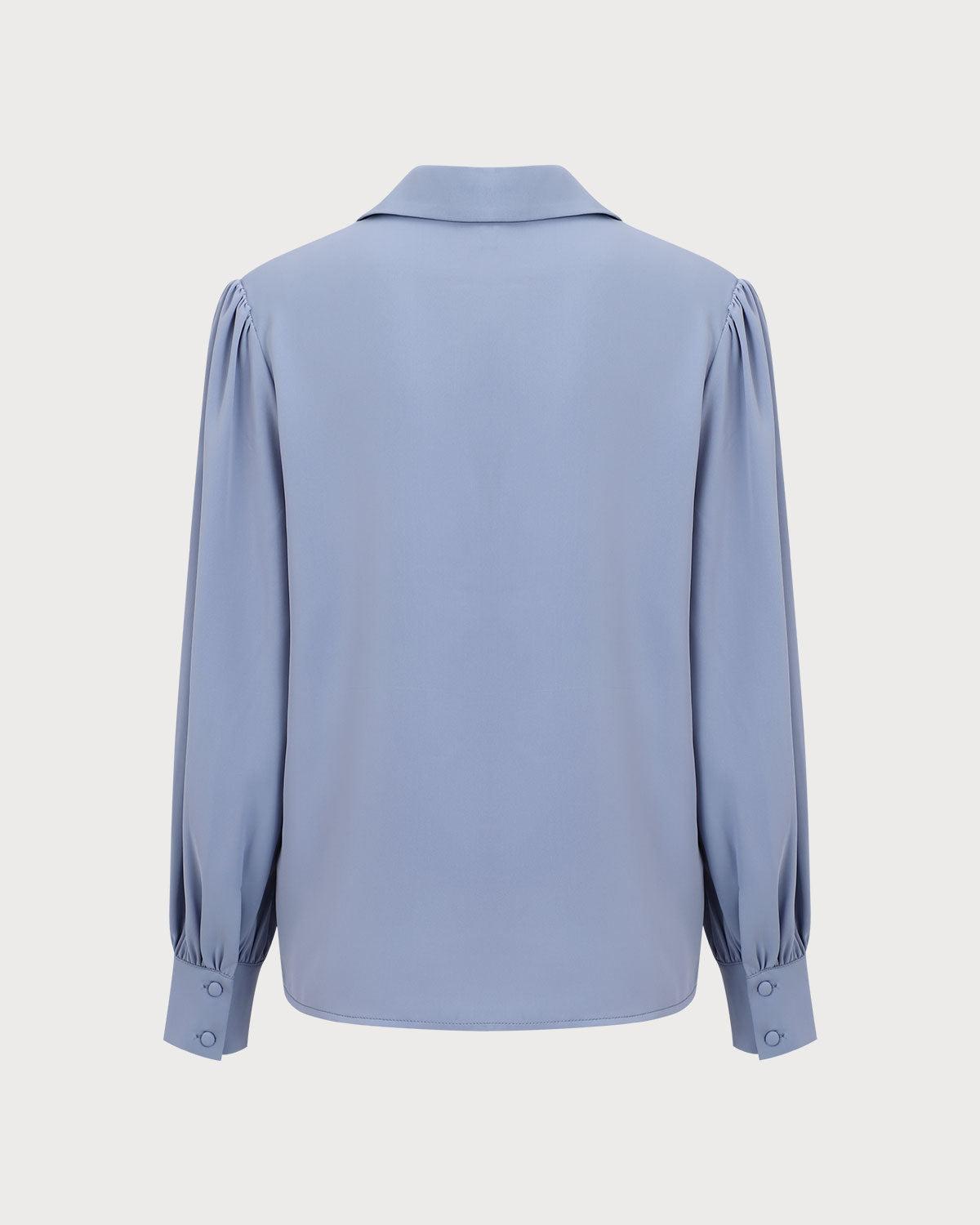 Women's Blue Lace Trim Shirt Female Product Image