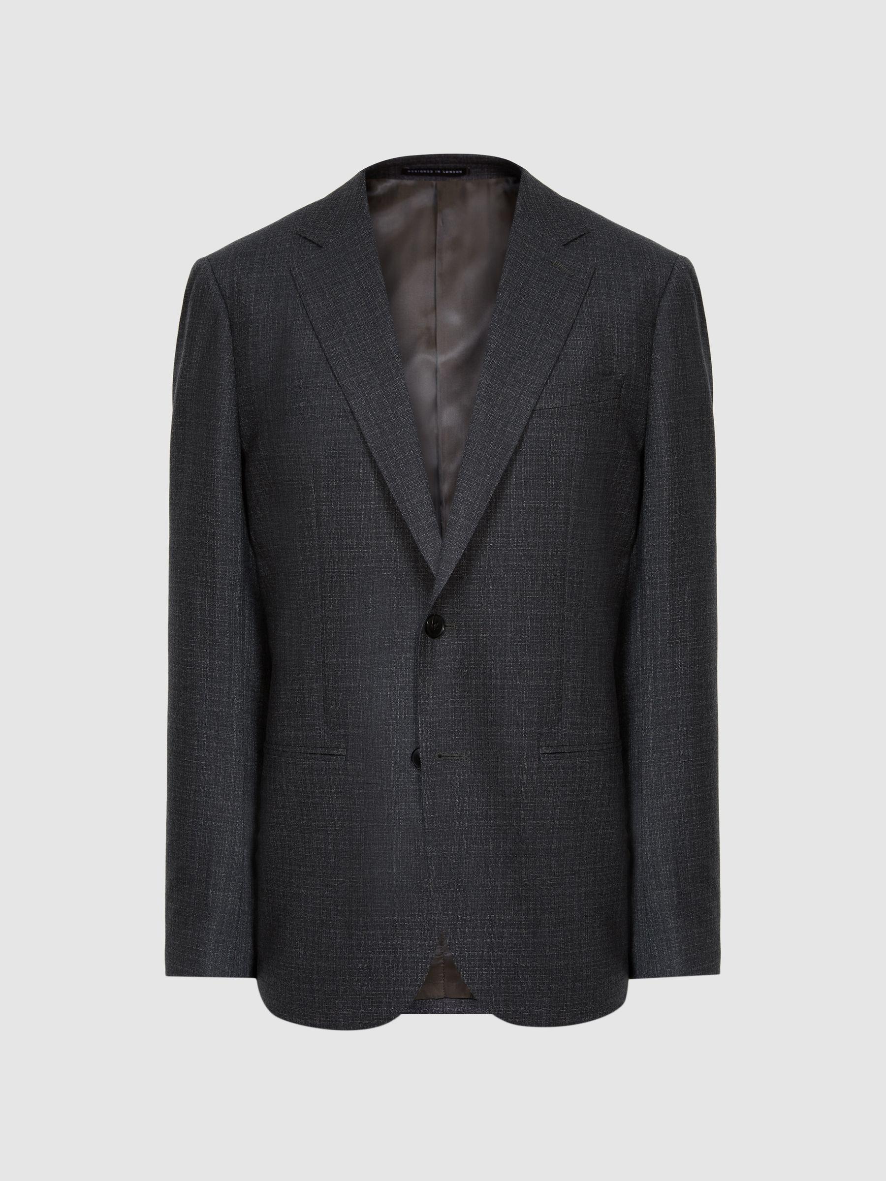 Slim Fit Textured Wool Blazer in Charcoal Product Image