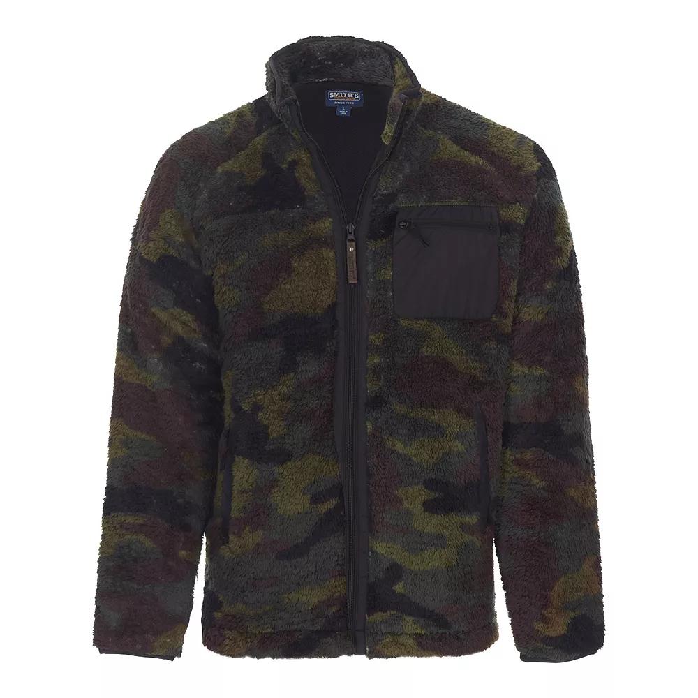 Men's Smith's Workwear Camo Butter-Sherpa Mesh-Lined Zip Jacket, Size: Medium, Green Camo Product Image