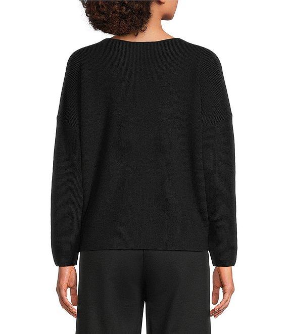 Eileen Fisher Merino Wool Knit Round Neck Long Sleeve Sweater Product Image