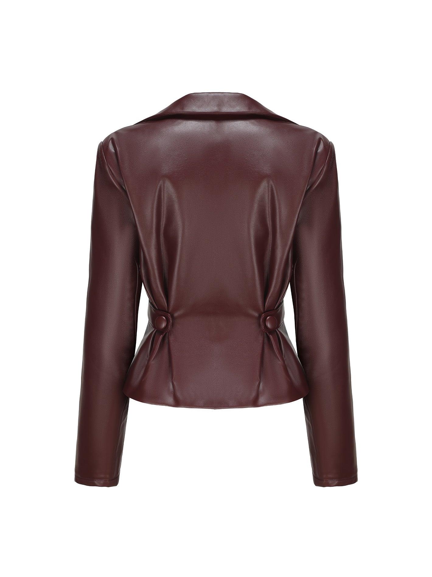 Mirabel Faux Leather Jacket (Brown) (Final Sale) Product Image
